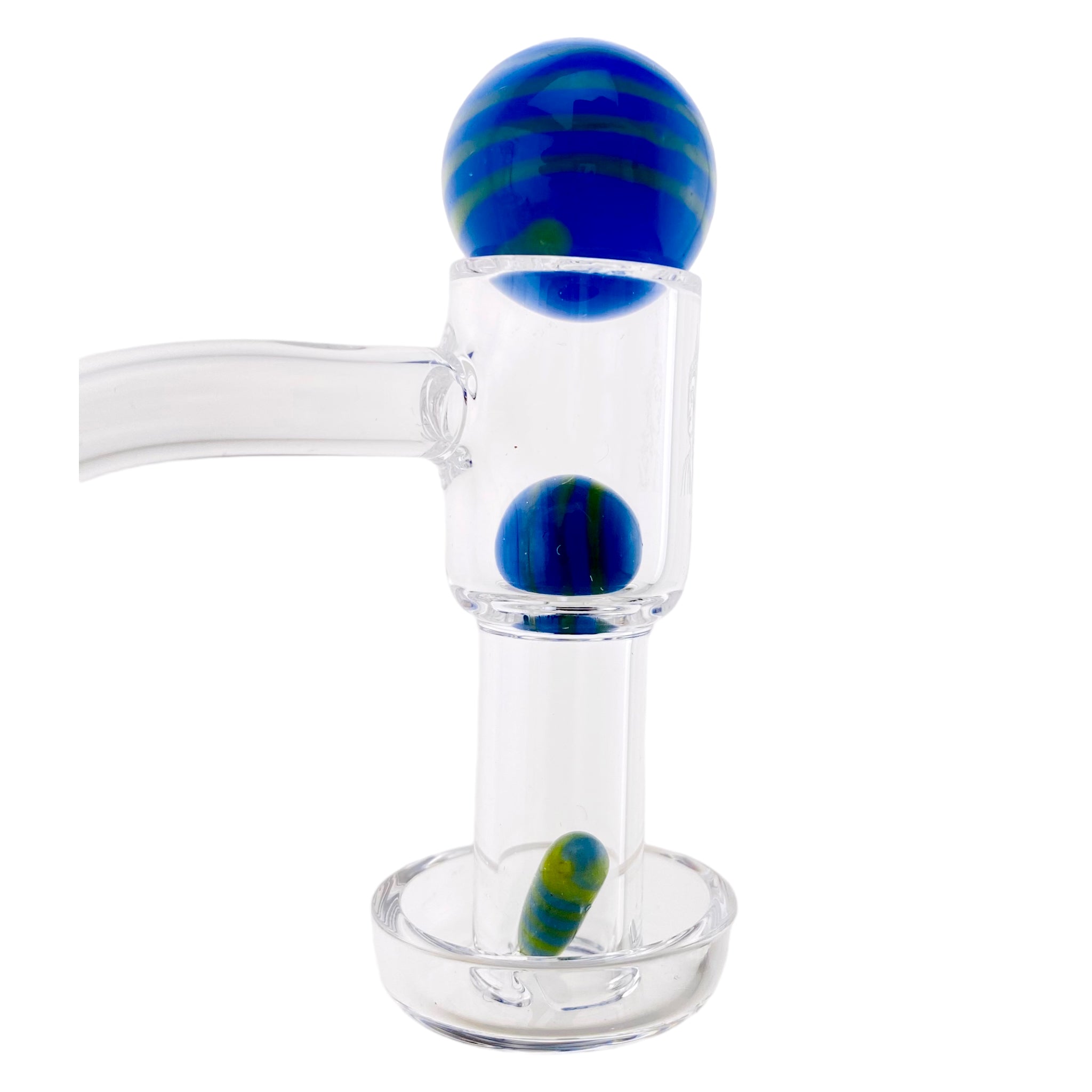 Glass Terp Slurper Marble Set - Blue With Green Twirl