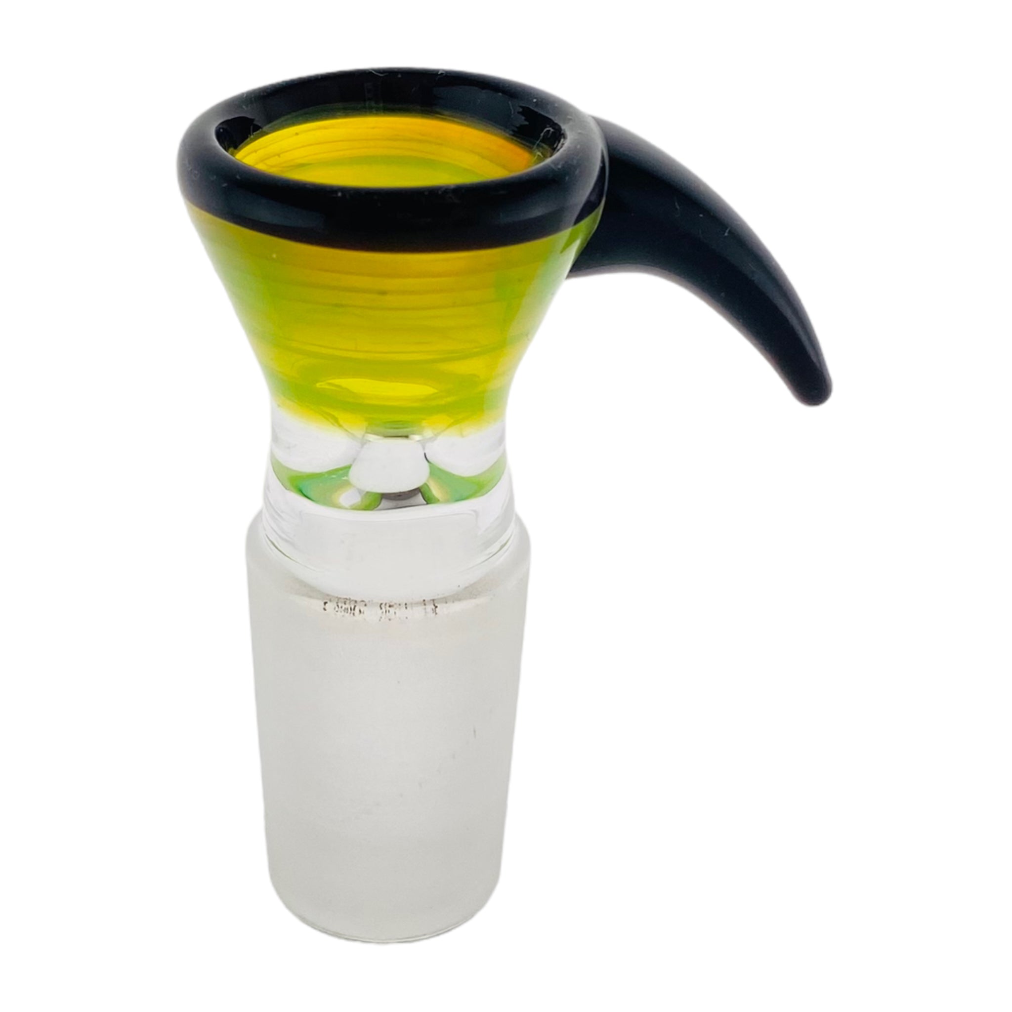 18mm Flower Bowl - Green Funnel With Black Handle Bong Bowl Piece