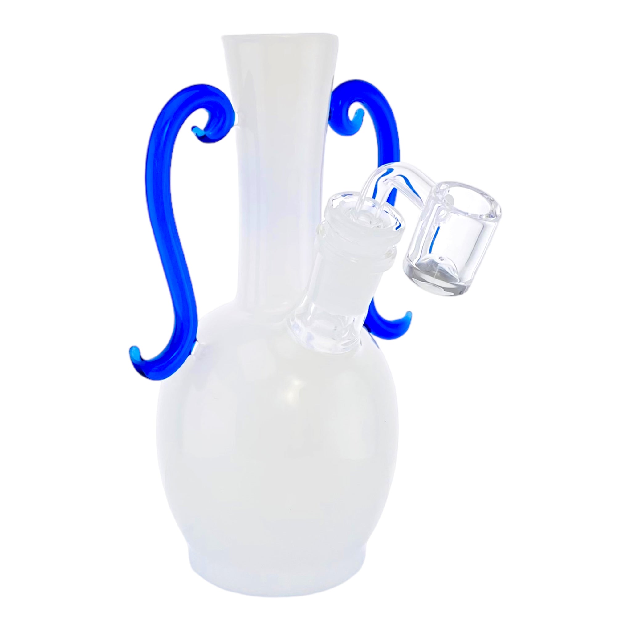 Decorative Vase Dab Rig made from white and blue glass