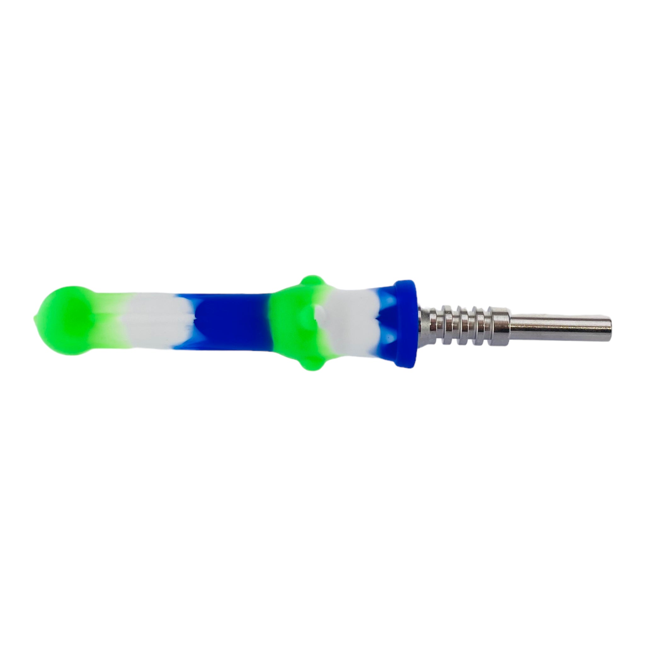 small best cheap affordable and portable 14mm Blue green and white Silicone Nectar Collector With Titanium Tip