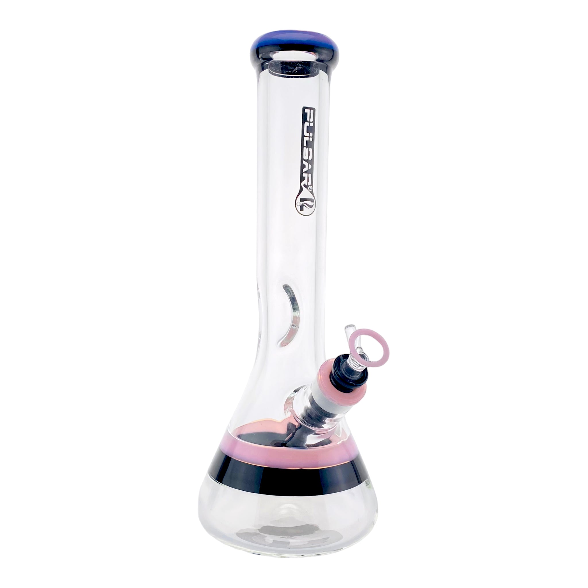 Pulsar Glass - 9mm Thick Pink And Black Two Tone Beaker Bong