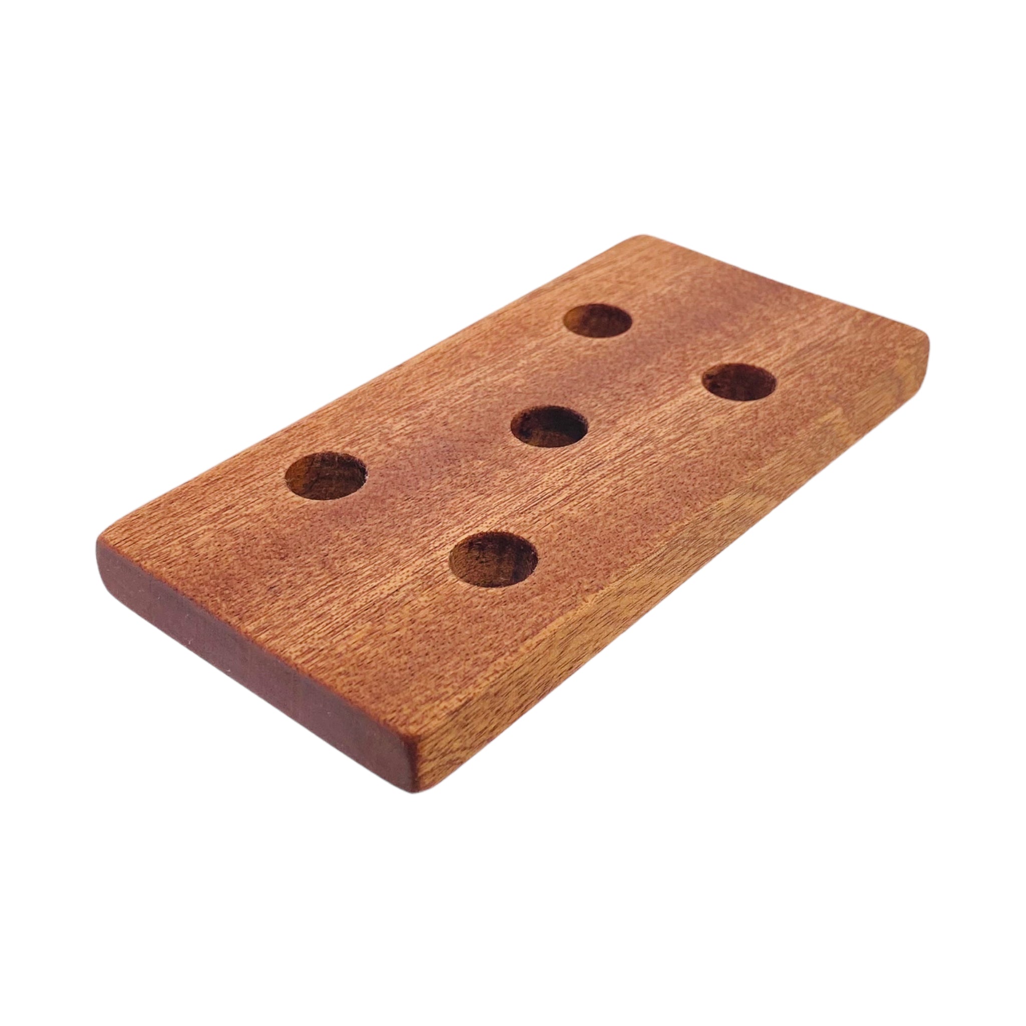 5 Hole Wood Display Stand Holder For 14mm Bong Bowl Pieces Or Quartz Bangers - Mahogany