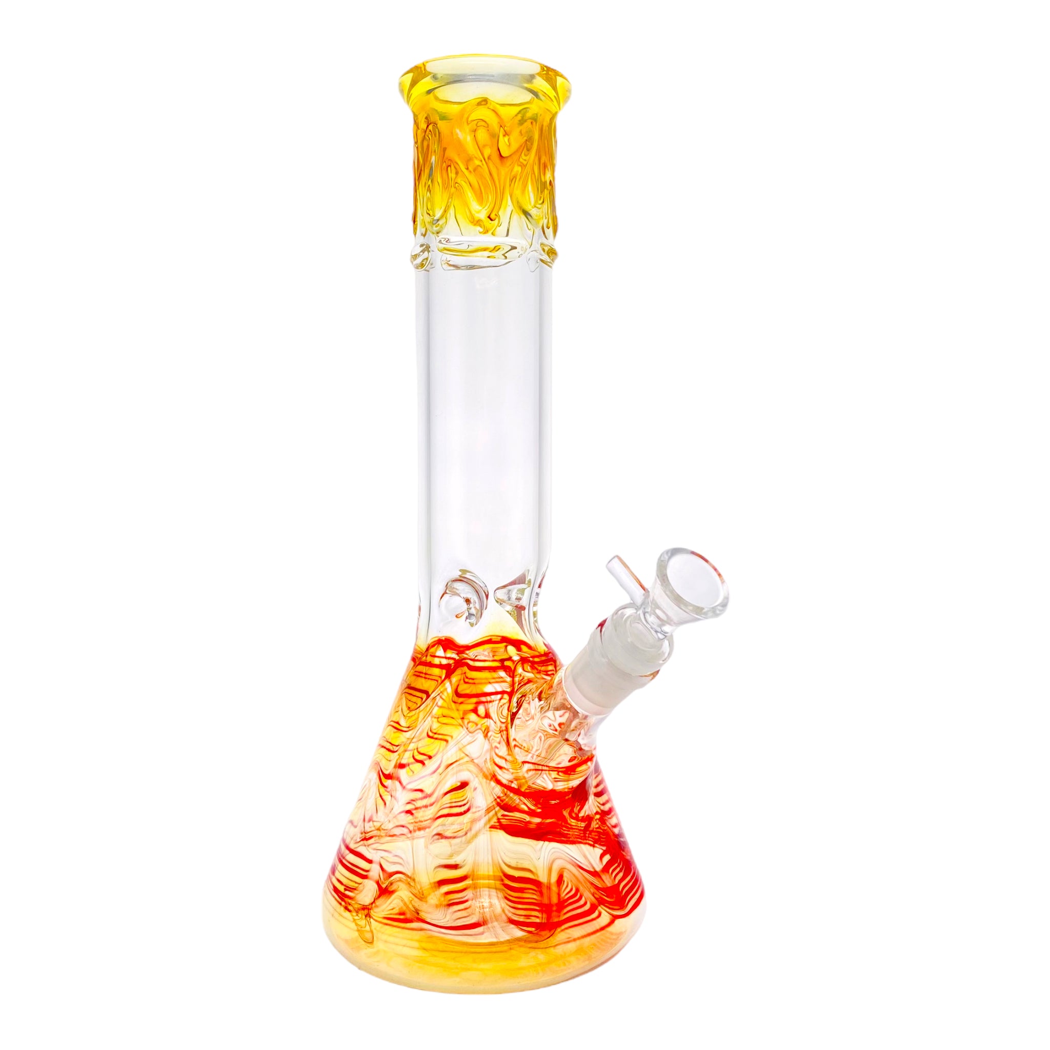 12 Inch Beaker Bong With Color Changing Fuming And Red Wrap And Rake