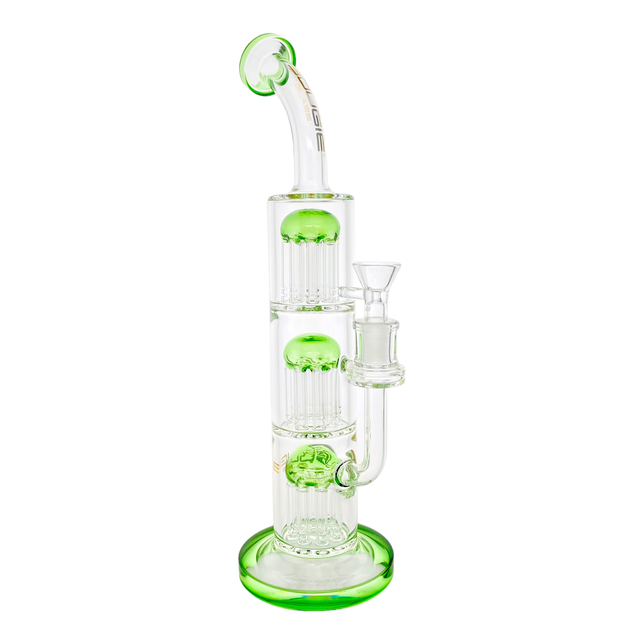 Bougie Glass - 12 Inch Green Triple Tree Perc Bubbler Bong