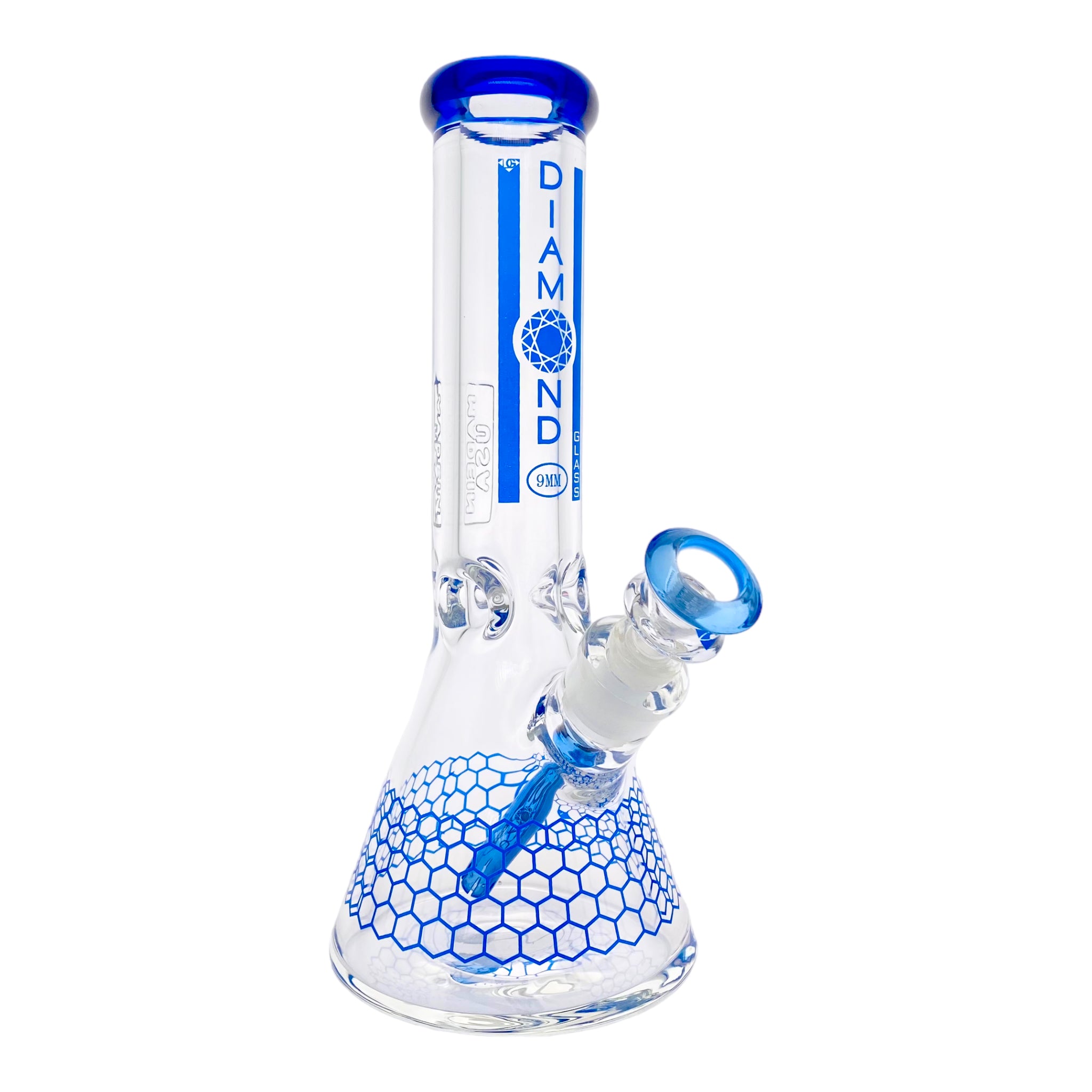 Diamond Glass - 12 Inch Beaker With Blue Honeycomb 9mm Thick