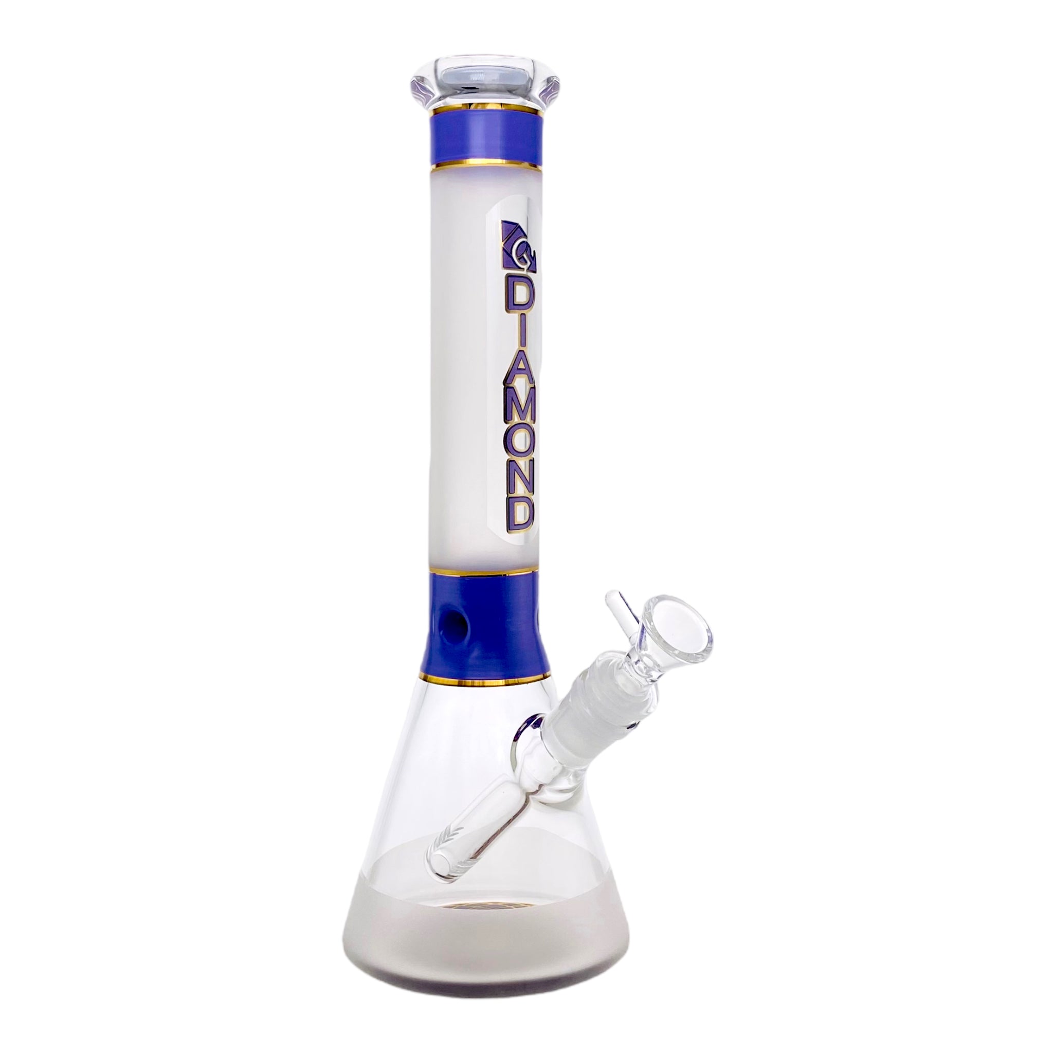 Diamond Glass - 12 Inch Purple & Gold Sandblasted Beaker Bong