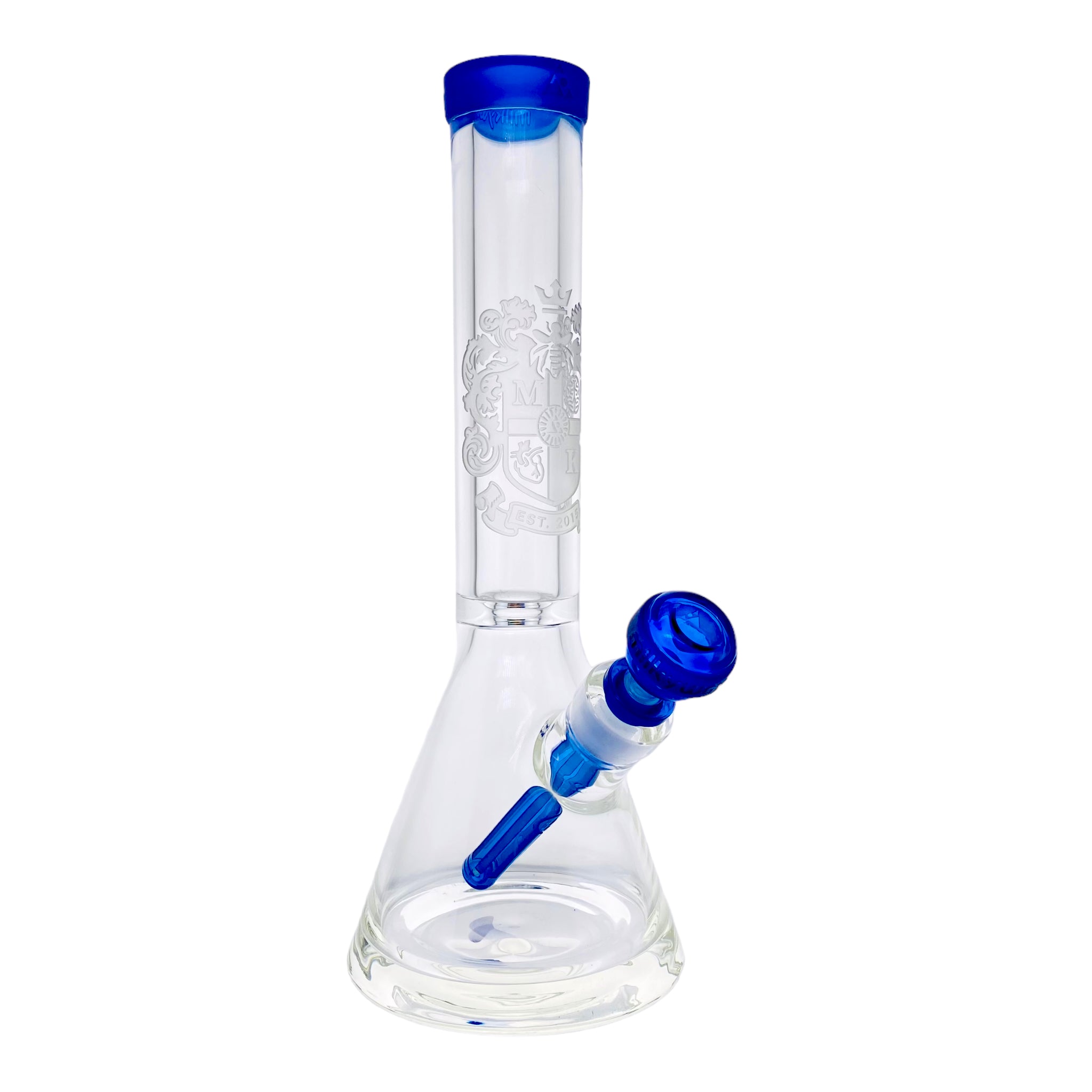 Milkyway Glass - 14 Inch Blue Coat Of Arms Glass Beaker Bong