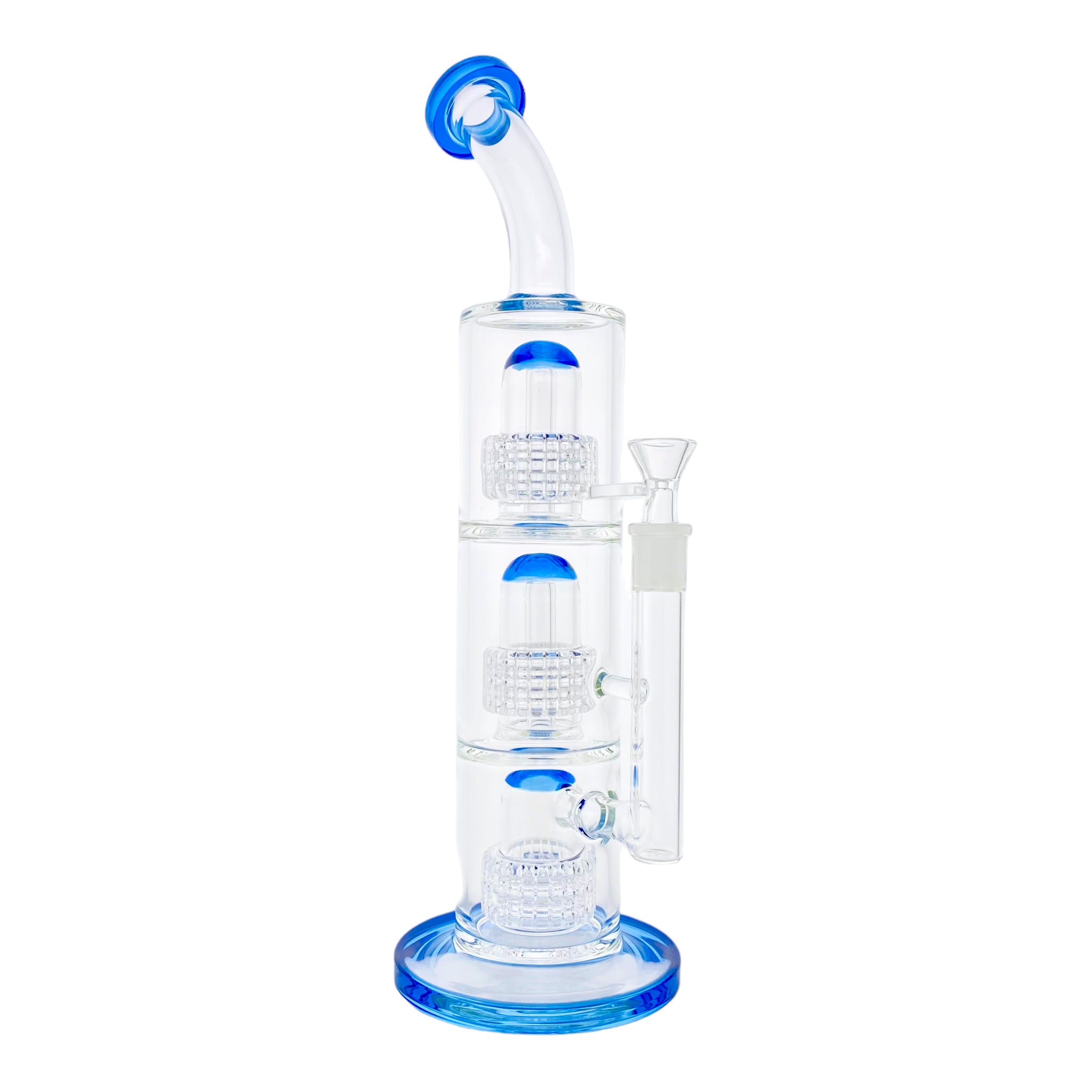 Extra Large Triple Perc Bubbler Bong - Blue