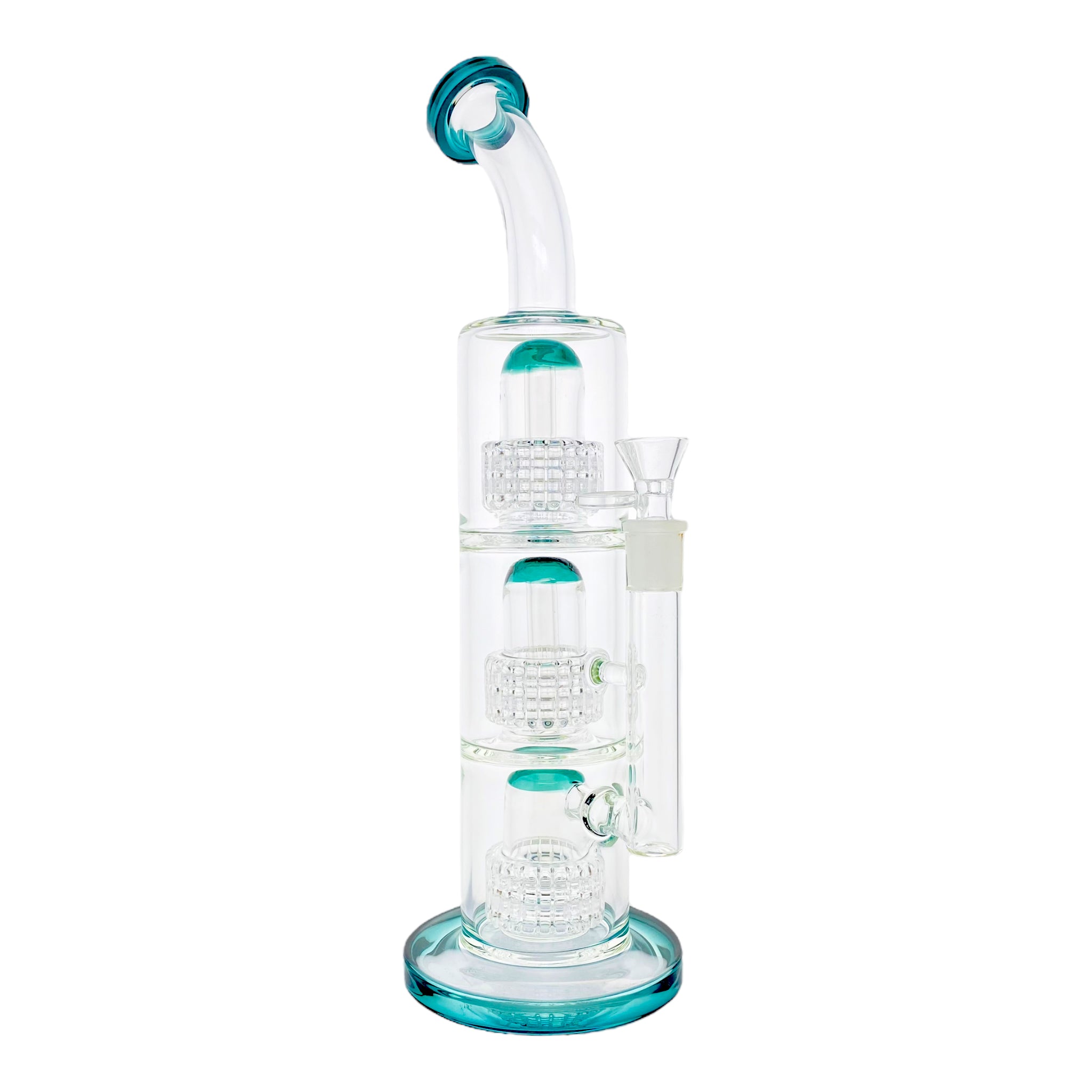 Extra Large Triple Perc Bubbler Bong - Green