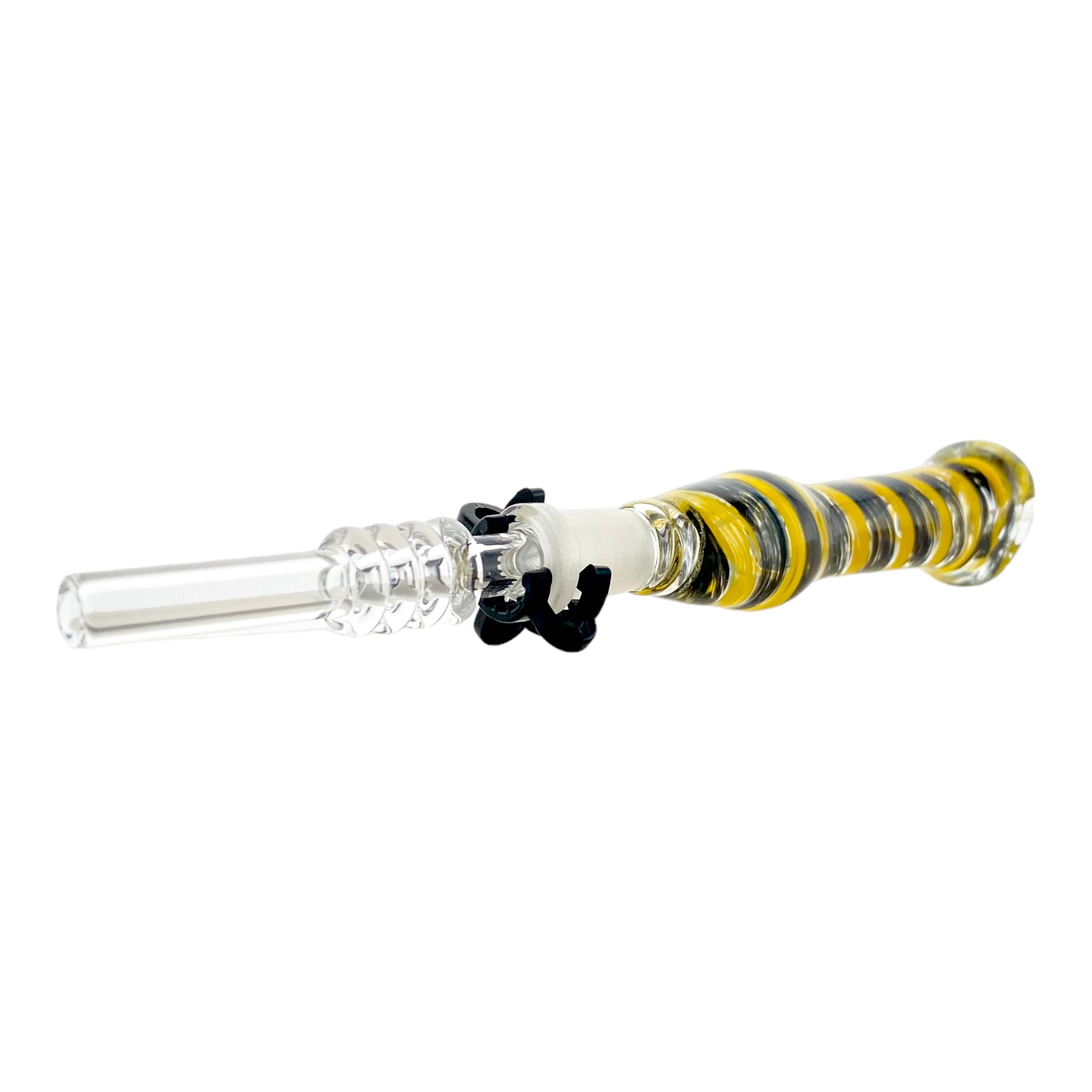 10mm Nectar Collector - Black And Yellow Inside Out With 10mm Quartz Tip