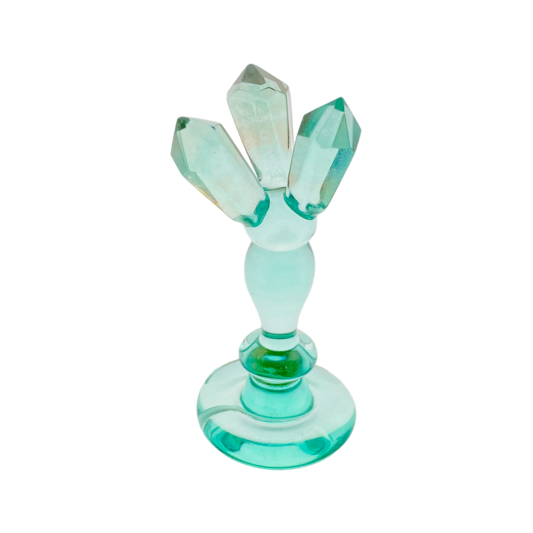 Aqua Teal Crystal Carb Cap with decorative hand faceted crystals 
