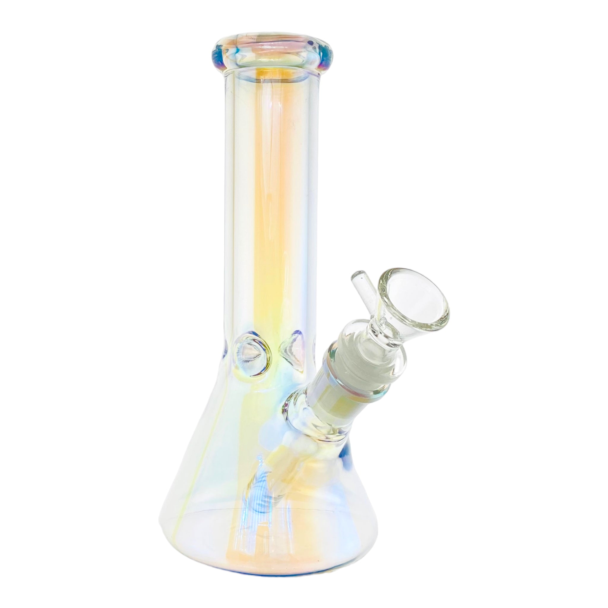 8 Inch Clear Pearlescant Metallic Beaker Bong