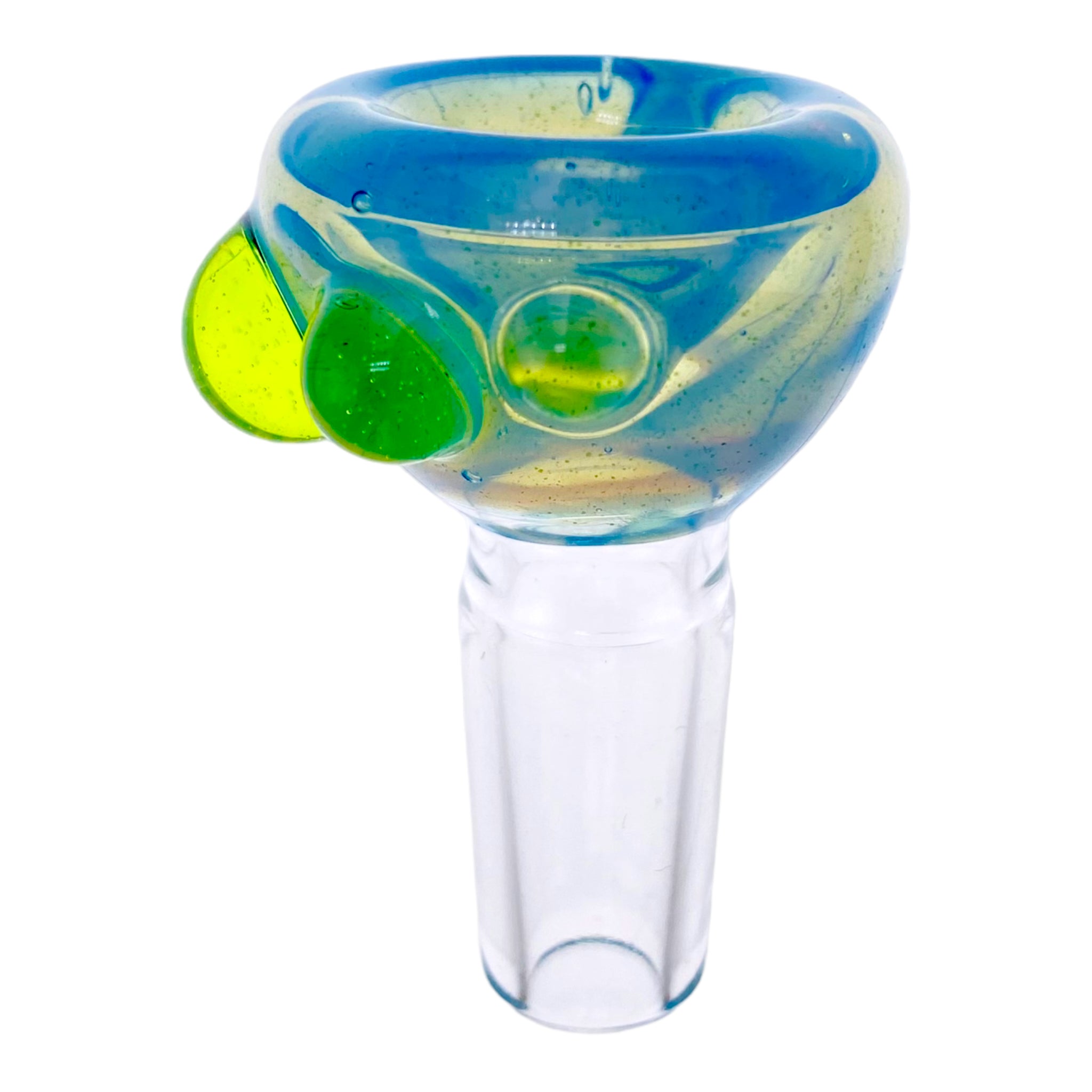 Arko Glass - 14mm Flower Bowl - Naruto Blue Bowl With Green Dots