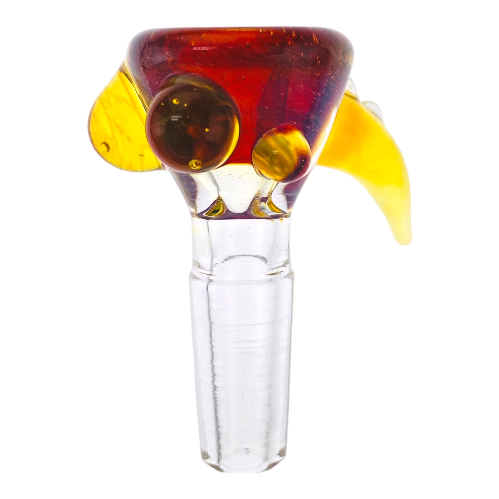 Arko Glass - 10mm Flower Bowl - Alientech With Golden Yellow Handle & Dots