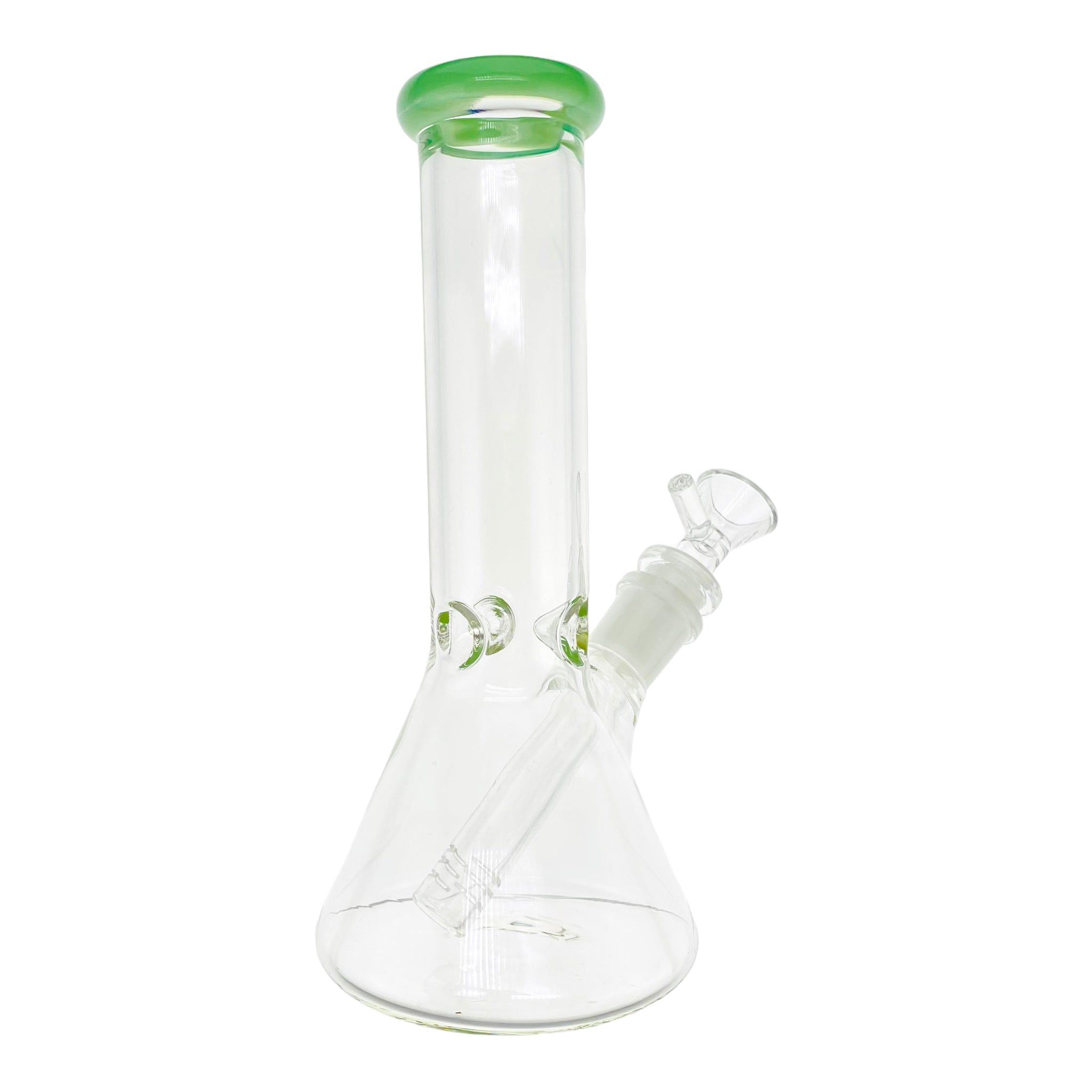 8 Inch Clear Beaker Bong With Sea Foam Green Color Lip