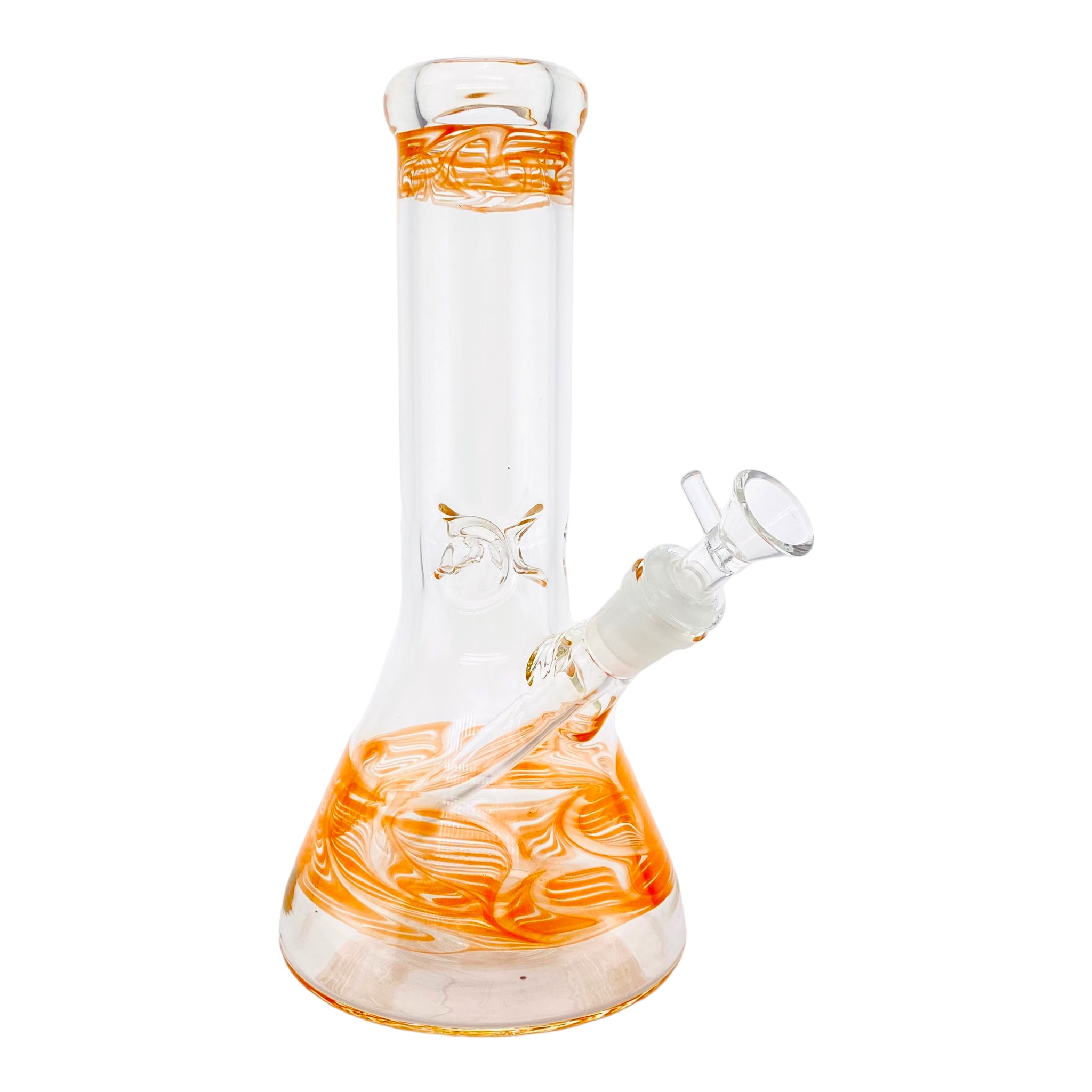 10 Inch Clear Beaker Bong With Orange Wrap And Rake