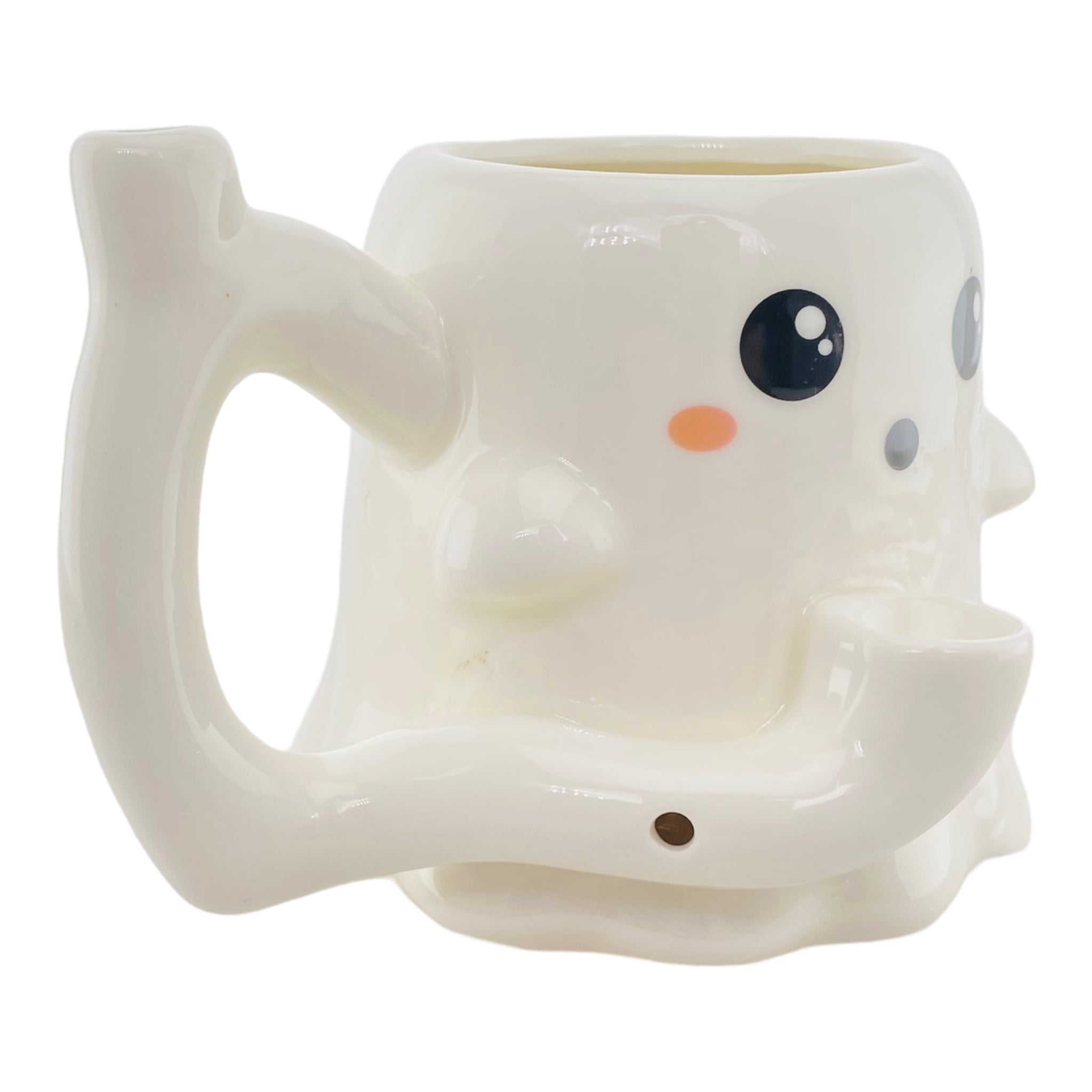 Wake & Bake Ceramic Ghost Coffee Cup & Hand Pipe