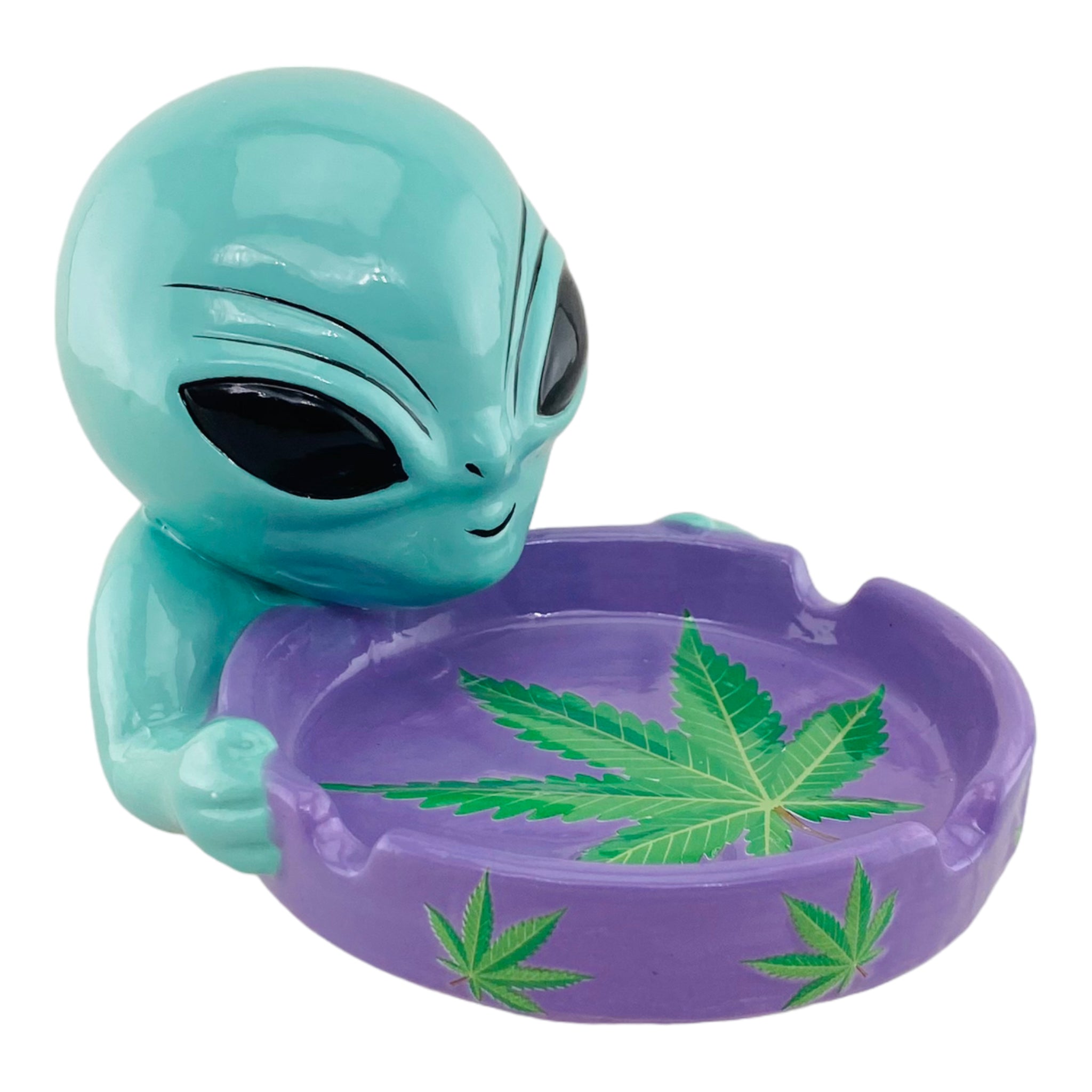 Alien Pot Leaf Ceramic Ashtray