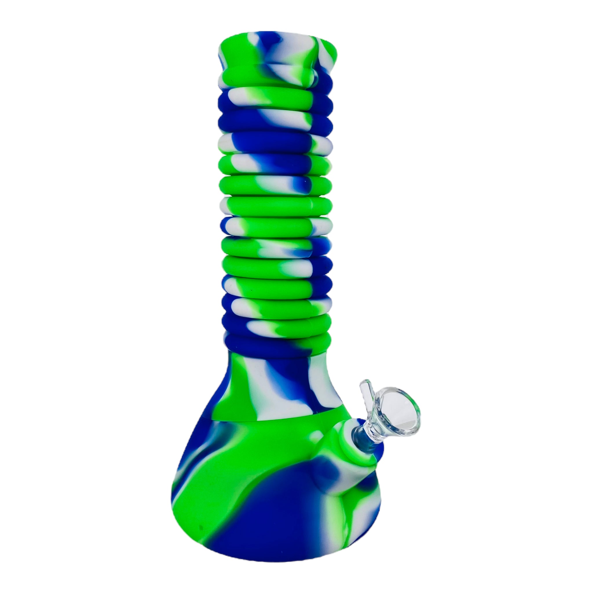 Extendable Silicone Rubber Bong Green Blue White