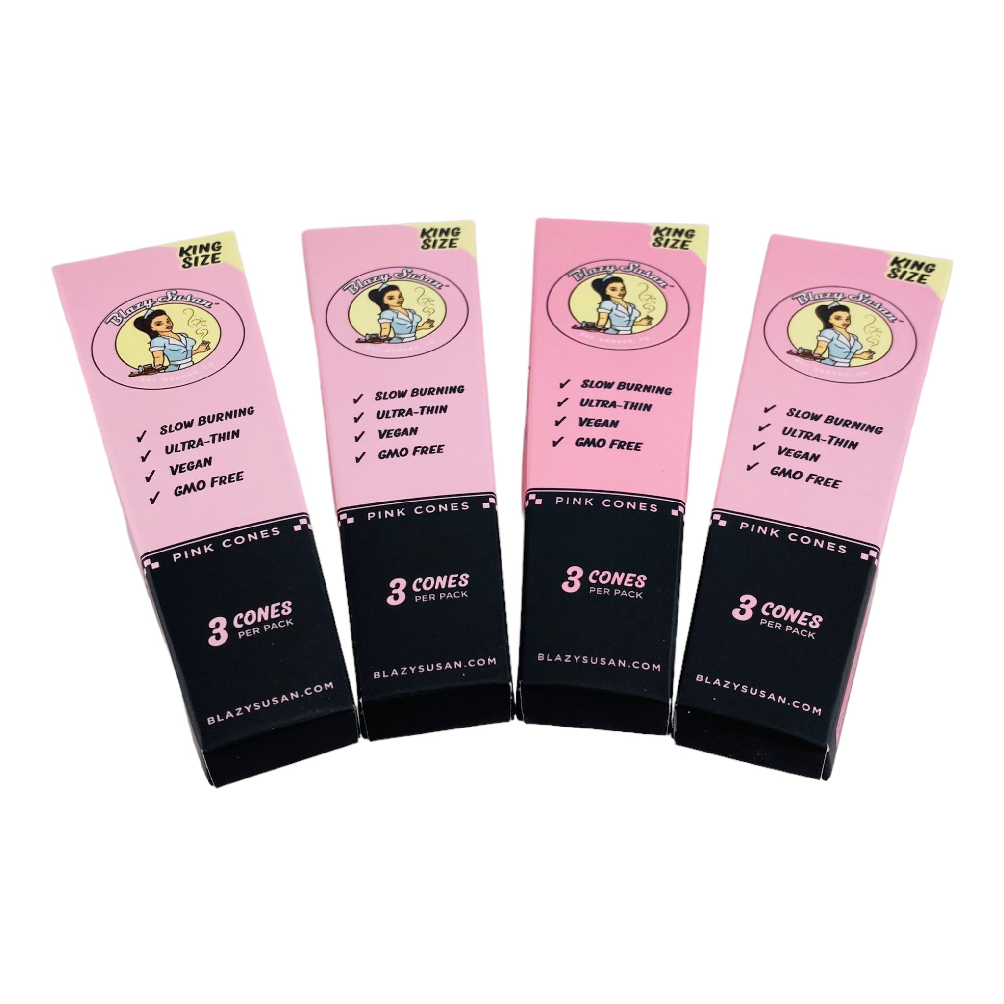 Blazy Susan Pink King Size 3ct Cones 4-packs