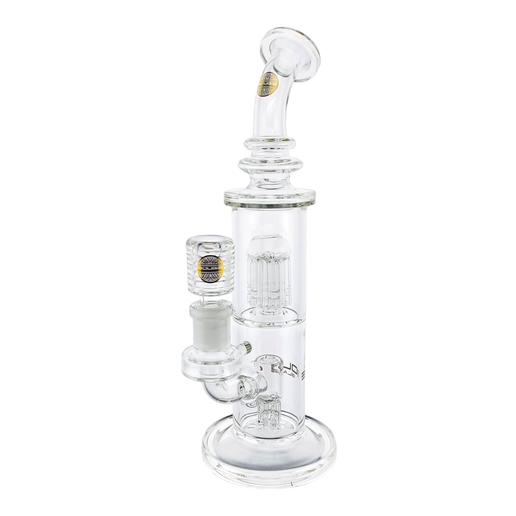 best cheap cute Bougie Glass Double Tree Perc Clear Bubbler Bong