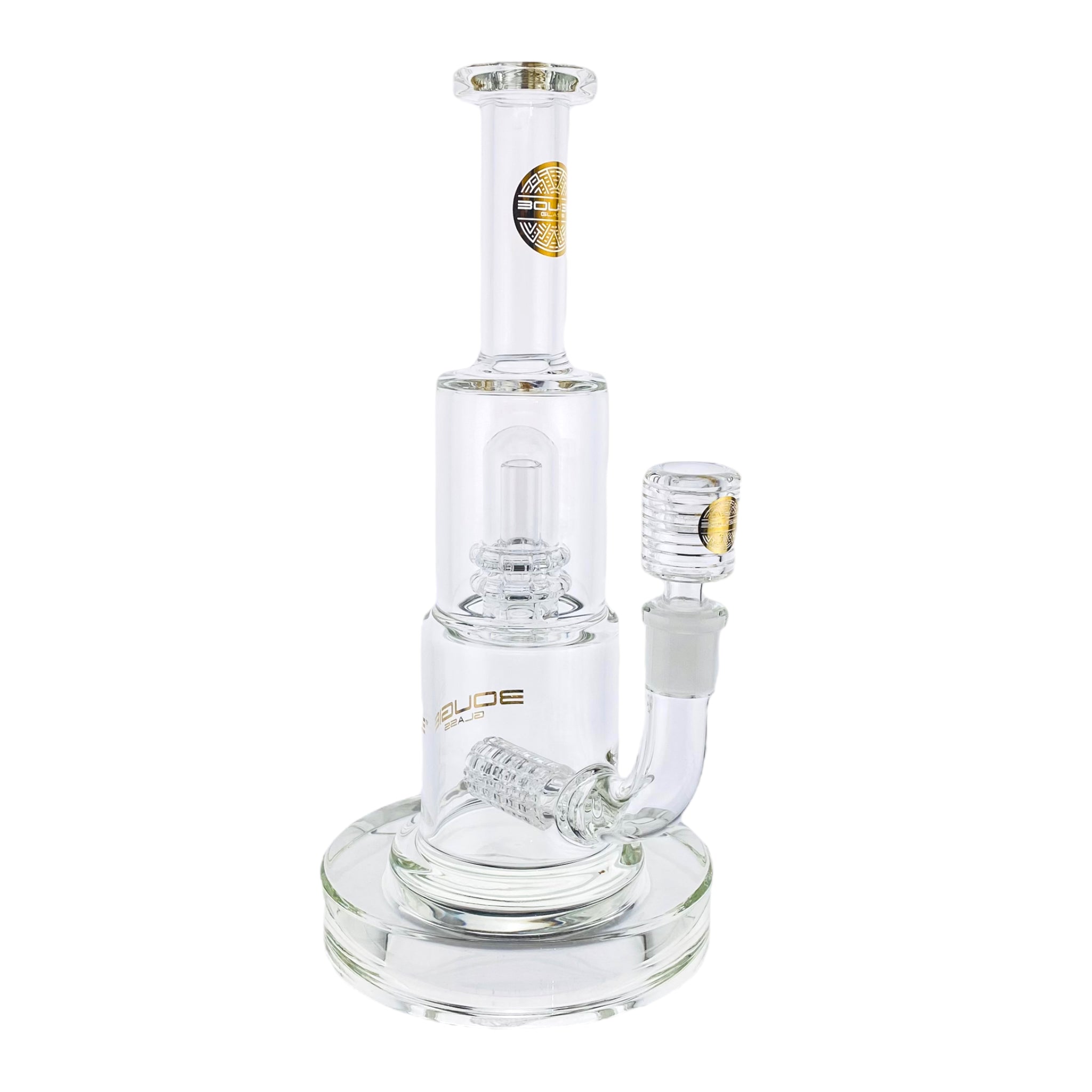 Bougie Glass Multi-Slit Inline And Mushroom Perc Clear Bubbler Bong