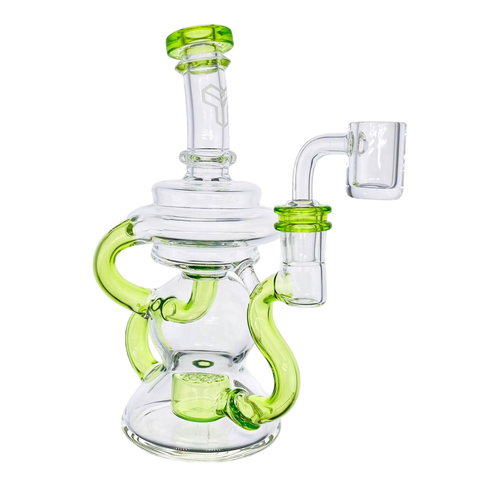 Heady glass Green Klein Recycler Dab Rig With Seed of Life Percolator