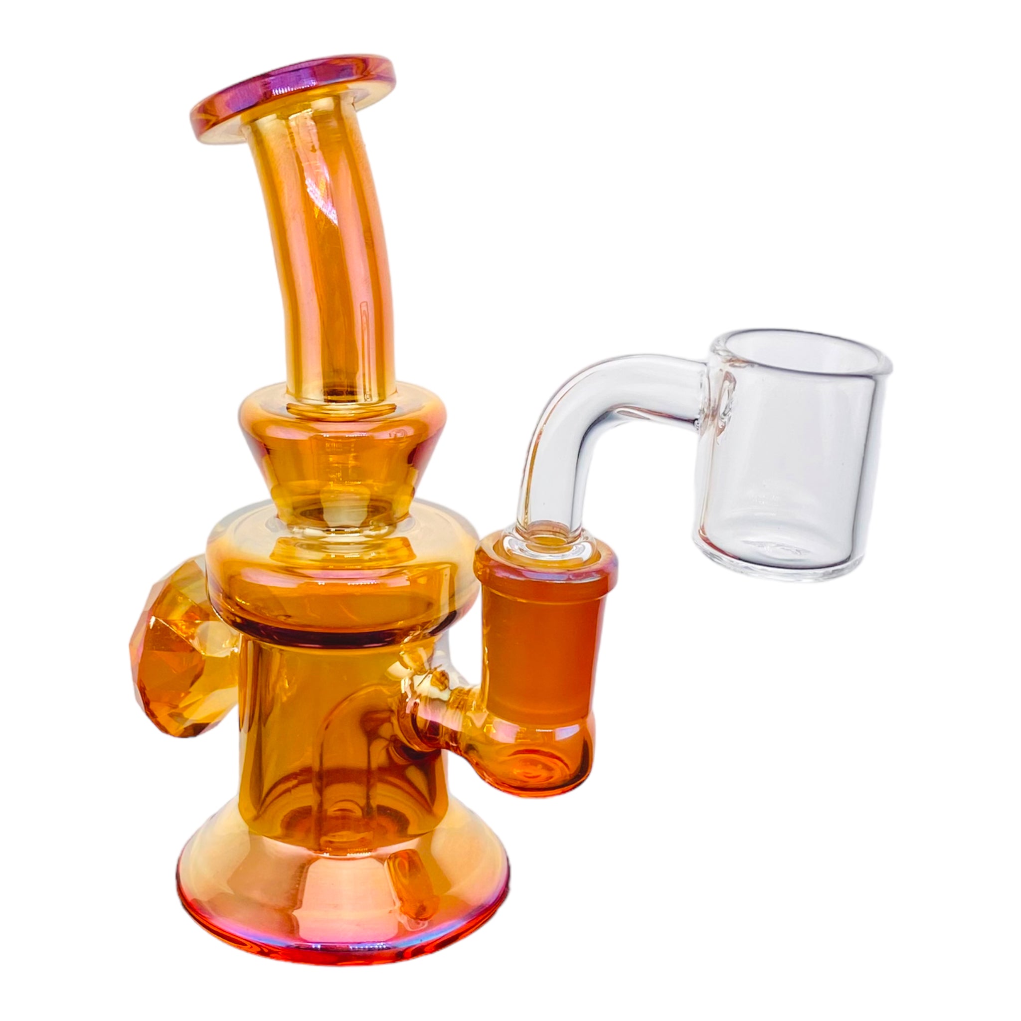 cute girly dab rig Pearlescent Amber Brown Mini Dab Rig With Faceted Diamond