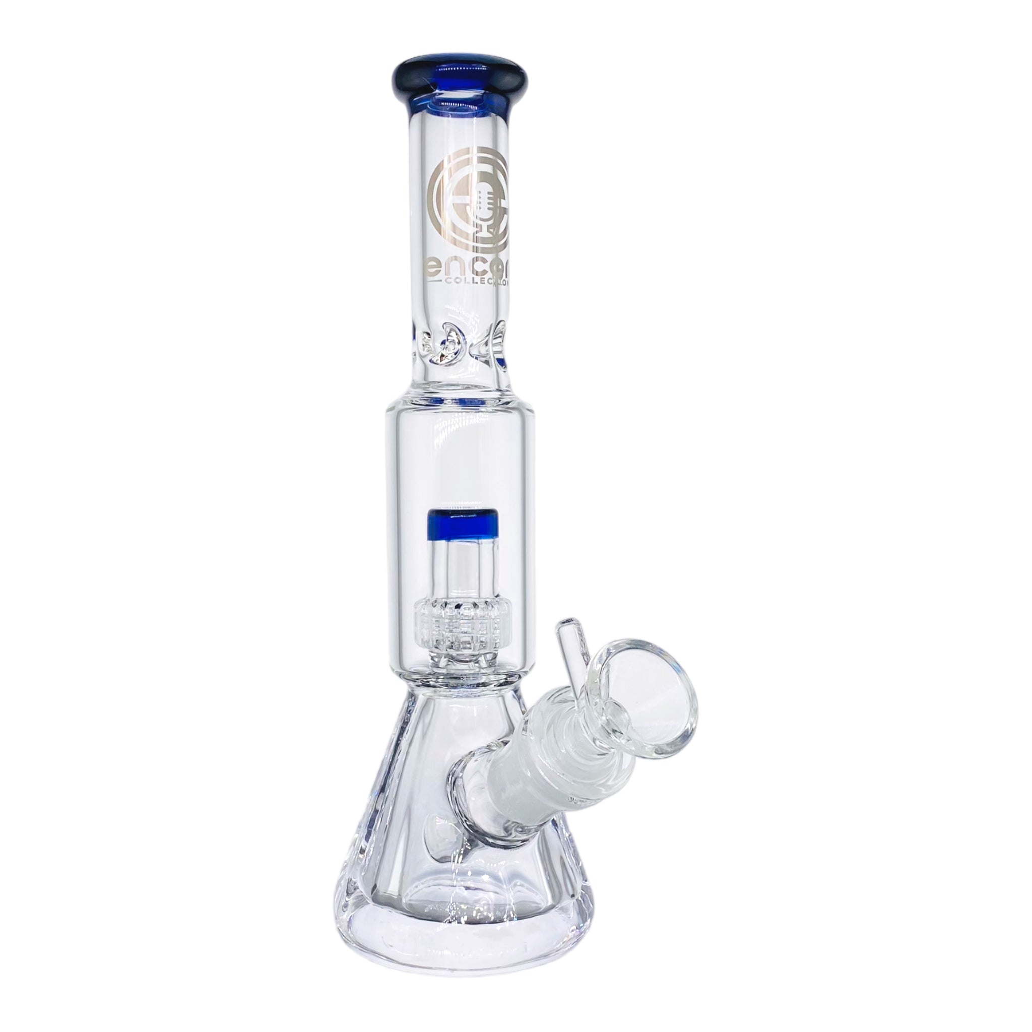 Encore Glass Small Beaker Base Bong With Perc & Extra Thick Base - Blue