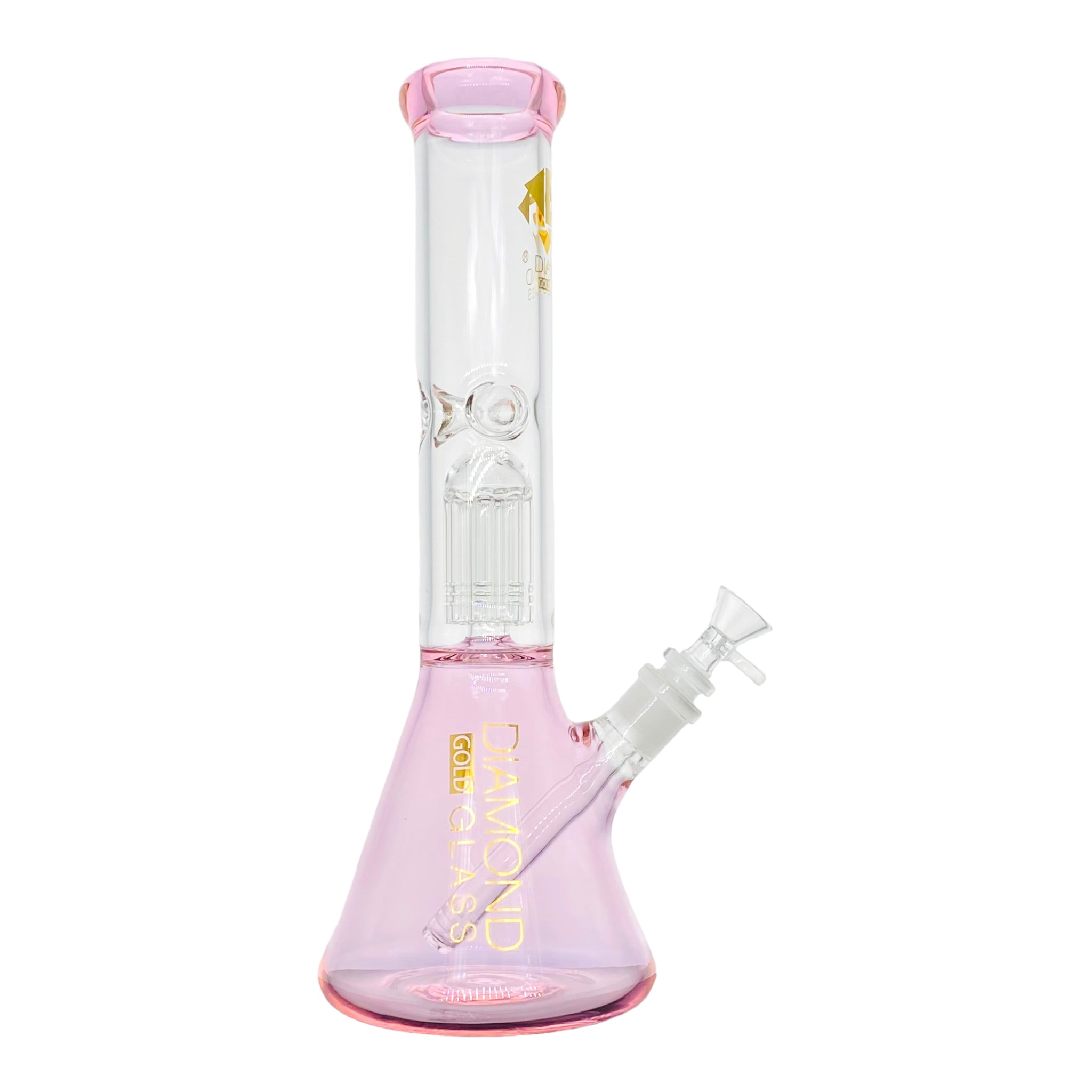 Diamond Glass - 14 Inch Pink Beaker Bong With Tree Perc