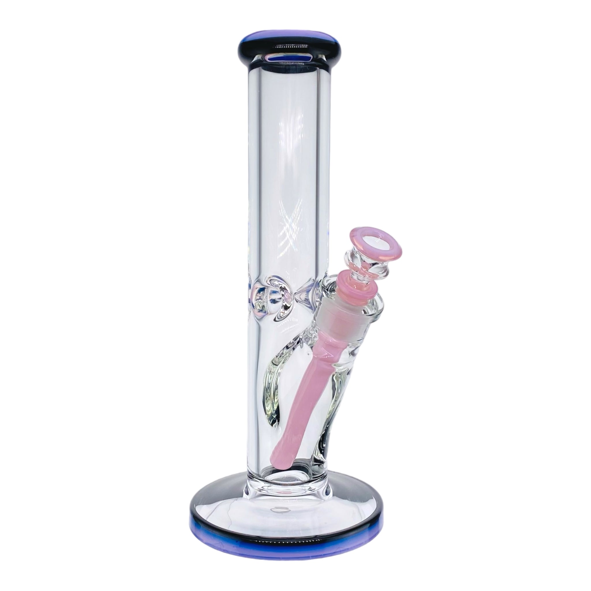 9mm Thick Pink And Black Two Tone Straight Tube Bong