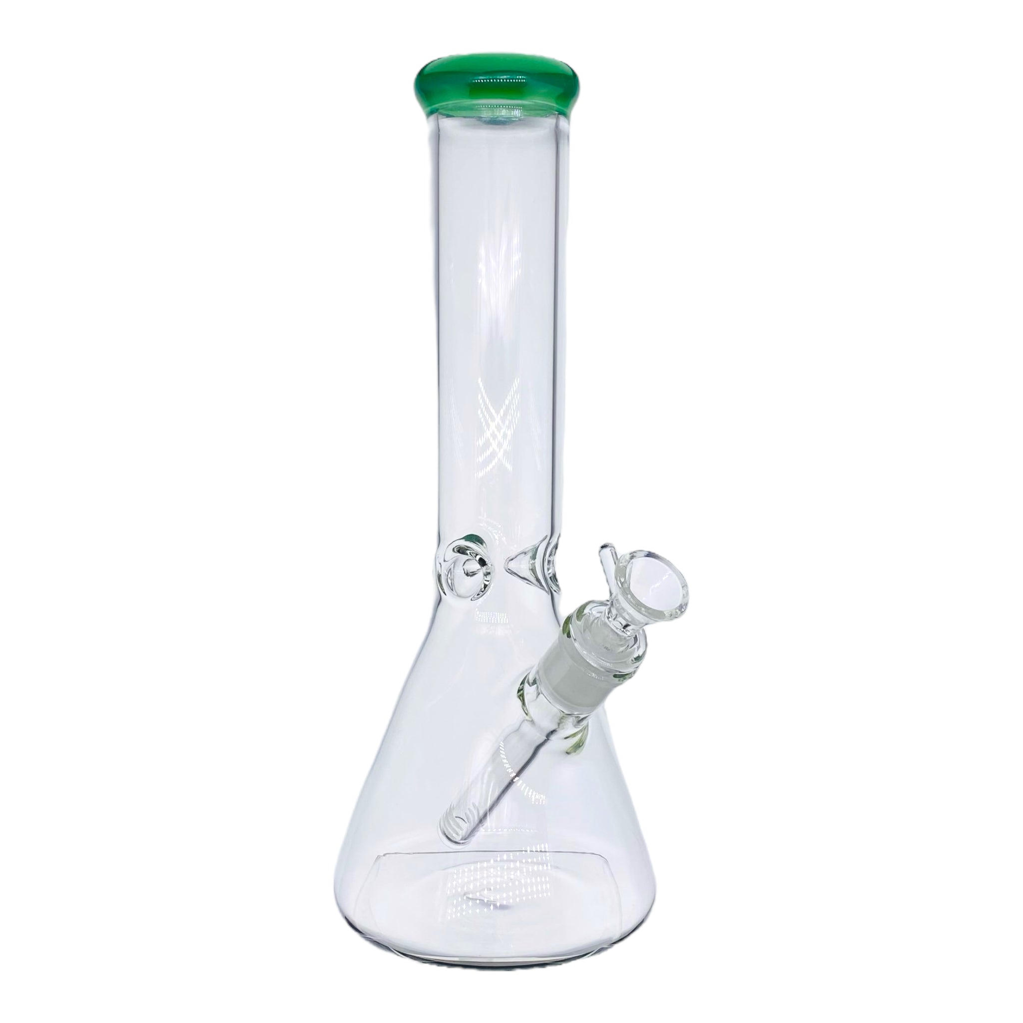 12 Inch Clear Beaker Bong With Green Color Lip