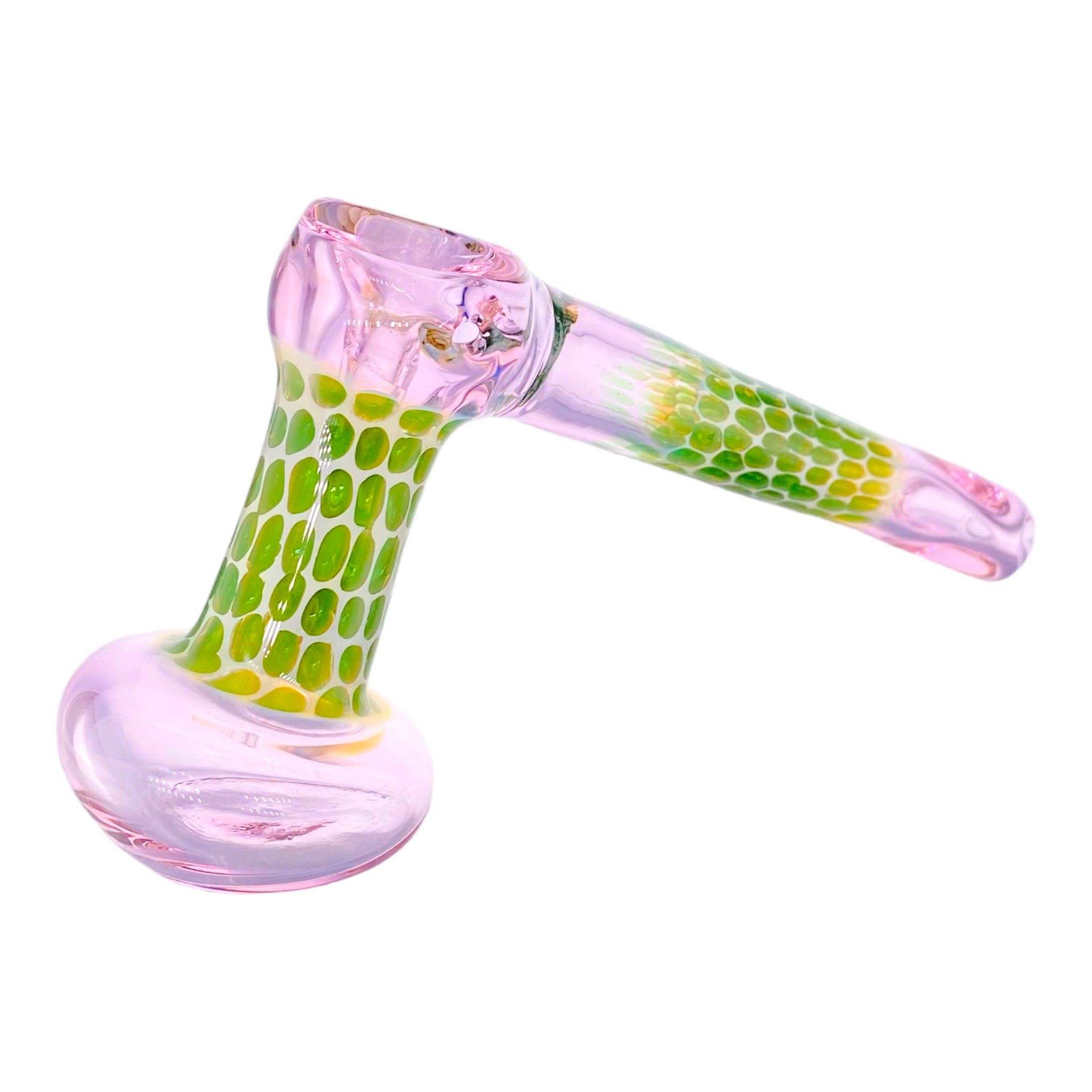 og push bowl bubbler Pink And Green Dot Stack Laydown Glass Bubbler Water Pipe