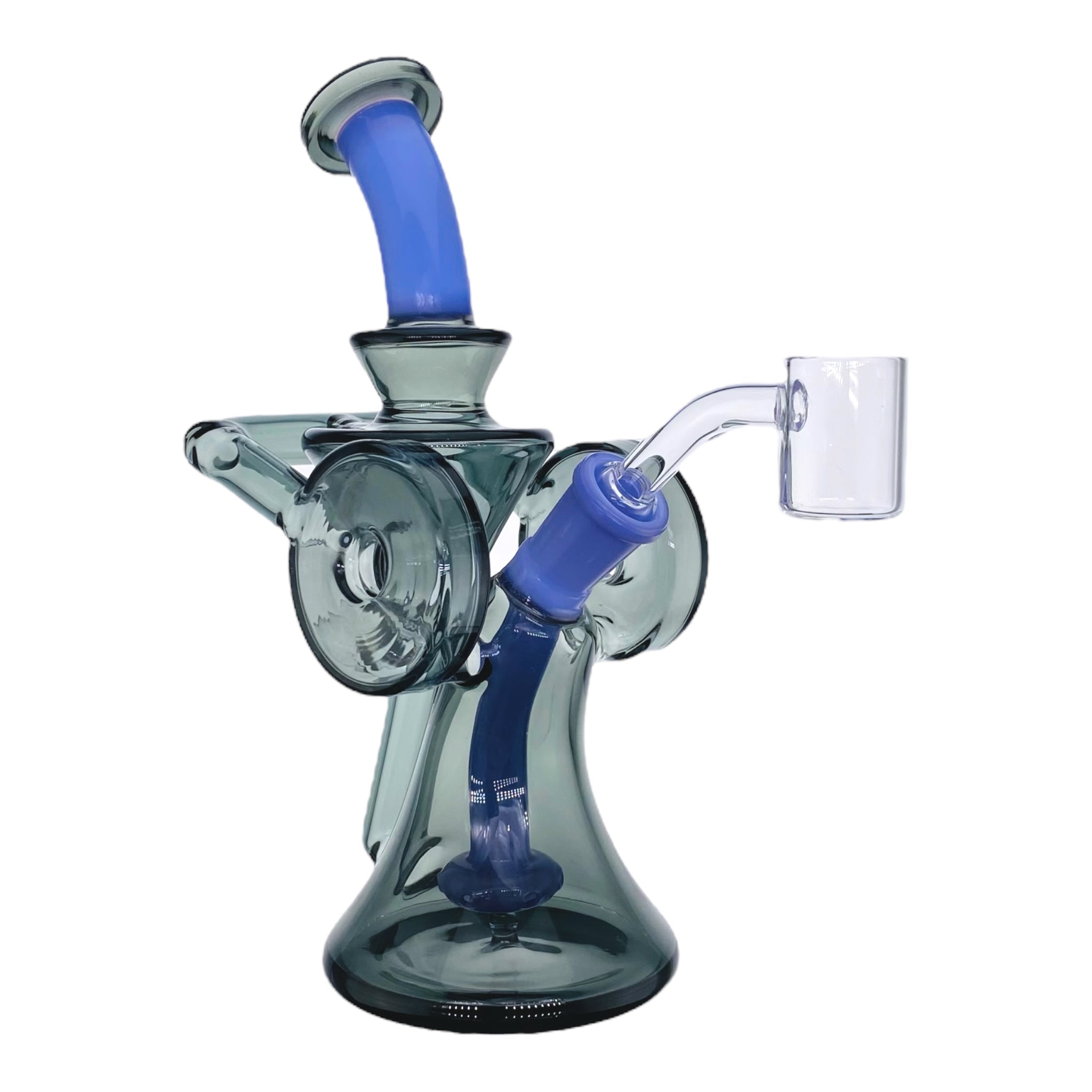 Shadow Black And Purple Double Uptake Recycler Glass Dab Rig