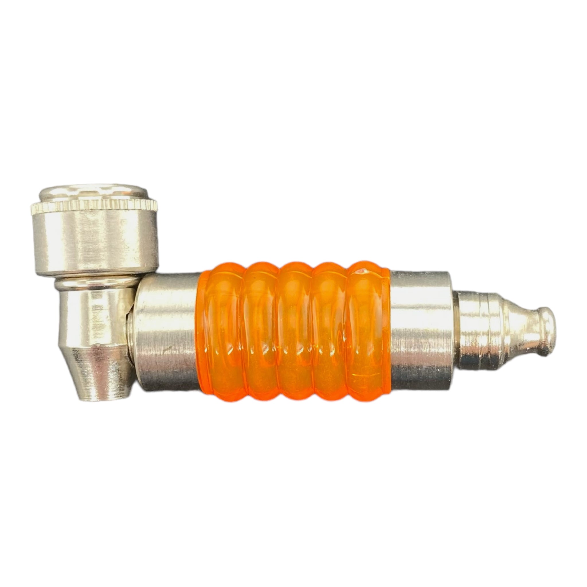orange Metal Hand Pipes - Aluminum Metal Pipe With Plastic Ribbed Stem
