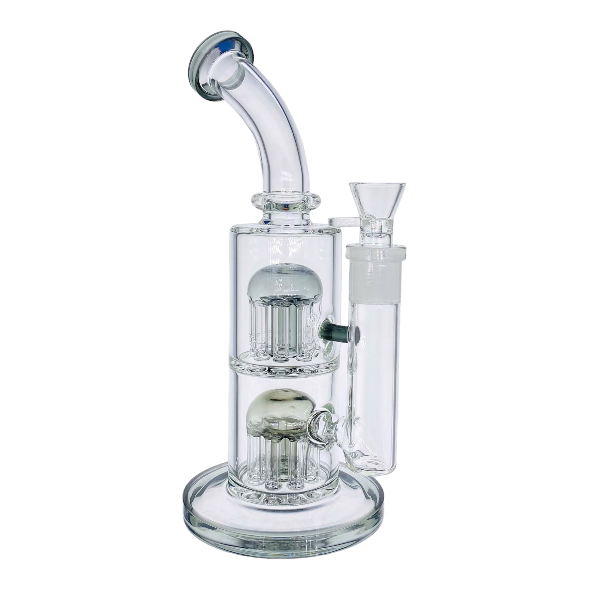 10 Inch Shadow Black Inline Bong With Double Tree Percs