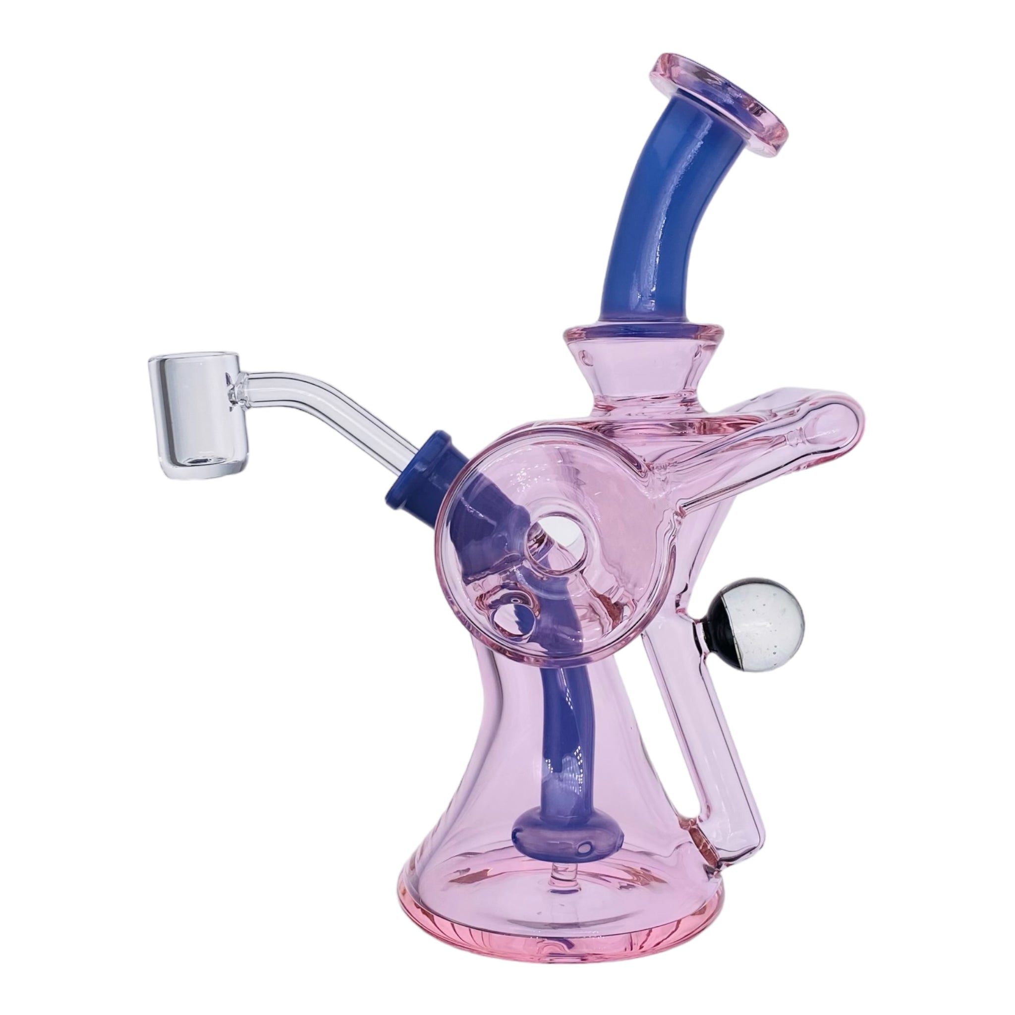 Pink And Purple Double Uptake Recycler Glass Dab Rig