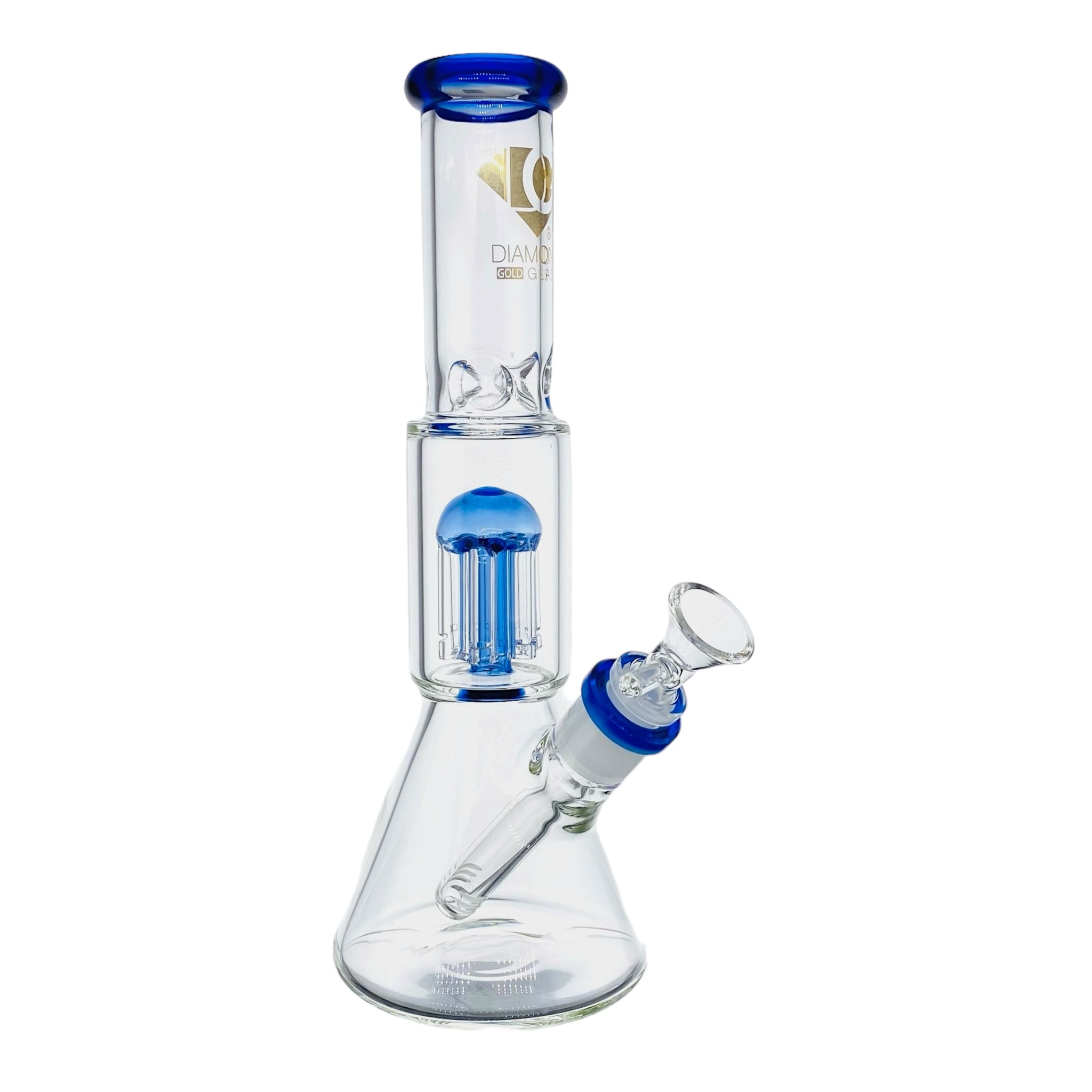 Diamond Glass Bong - Blue 11 Inch Beaker Bong With Tree Perc for sale