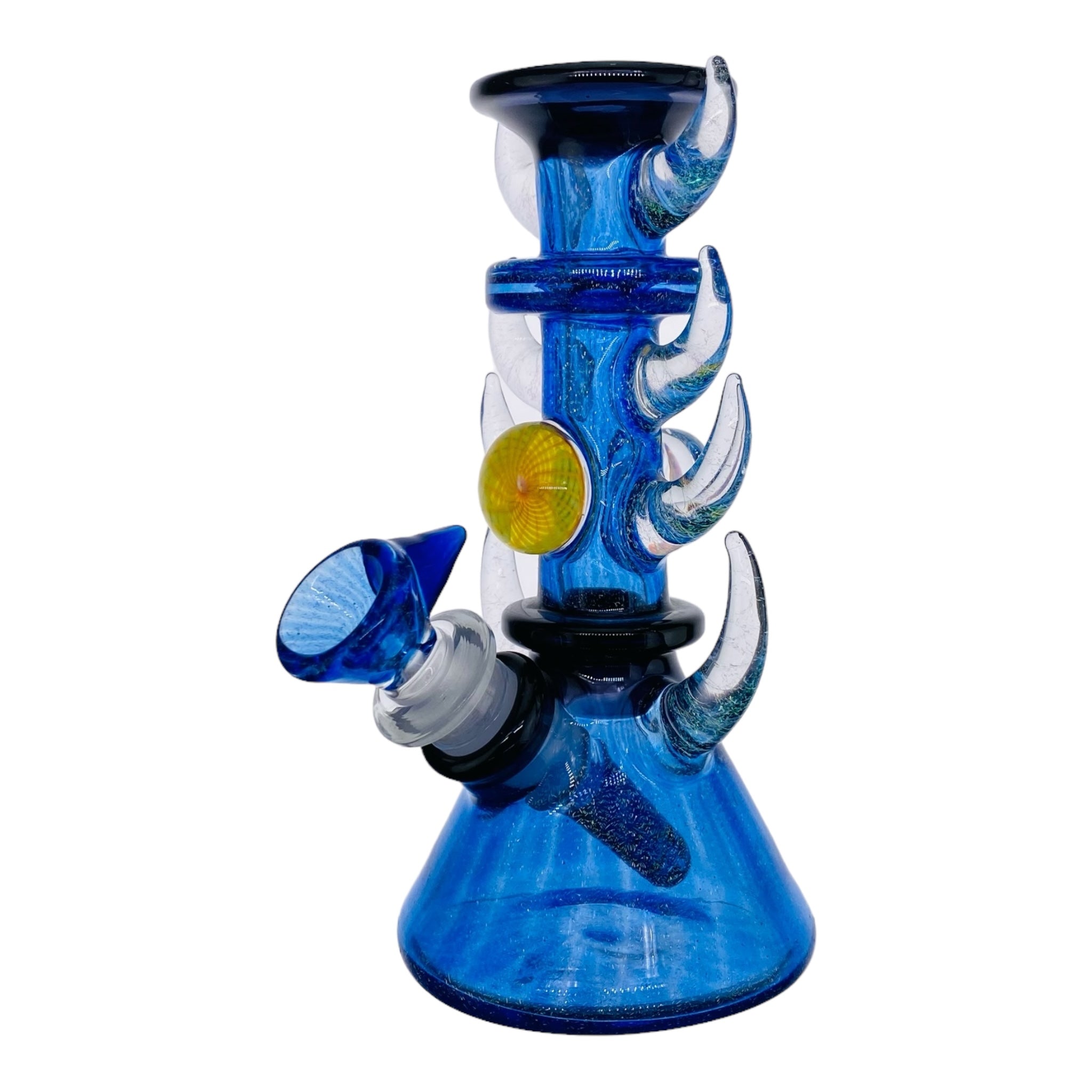 Heady glass Darby Holm - Blue Dichro Horned Minitube Dab Rig Water Pipe With Large Opals for sale