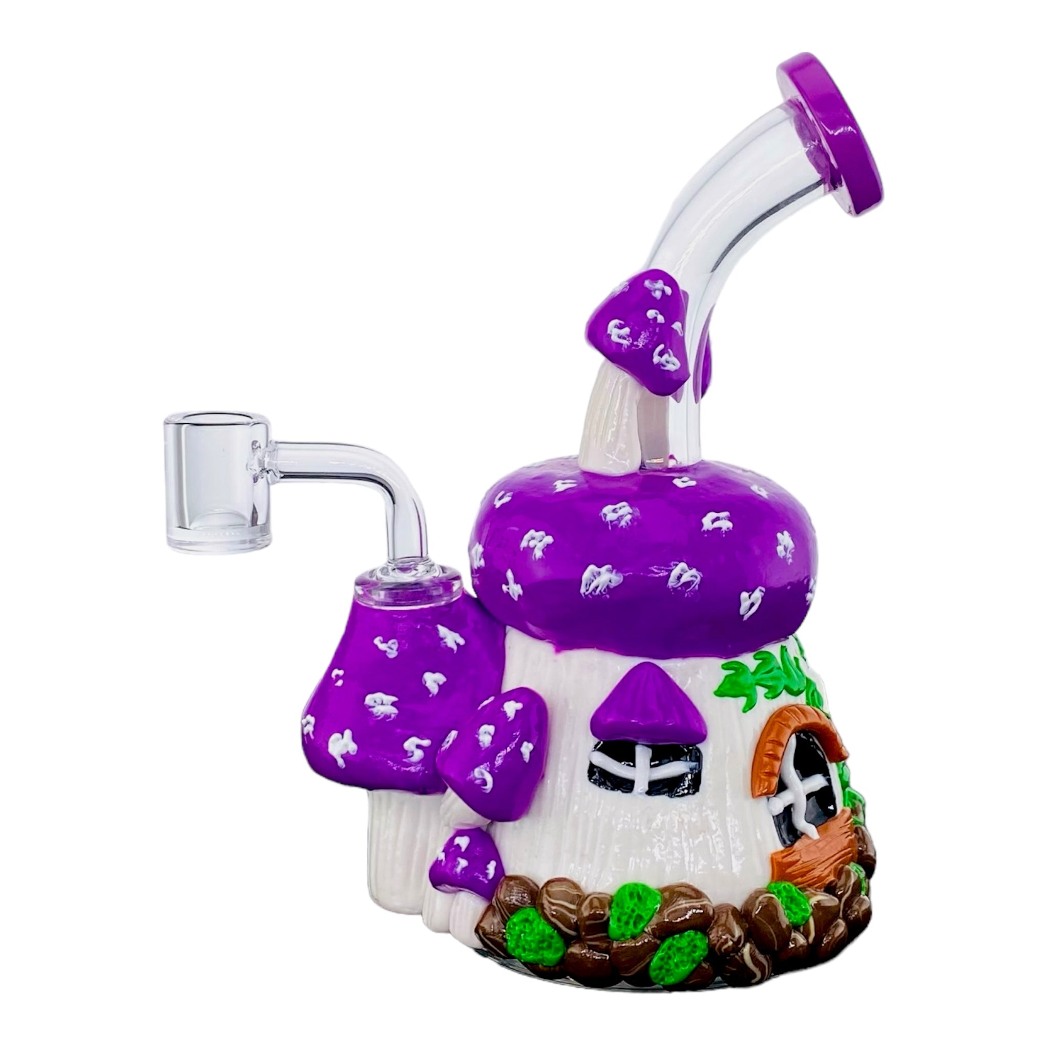 cute girly Purple And White Mushroom House Small Dab Rig for sale