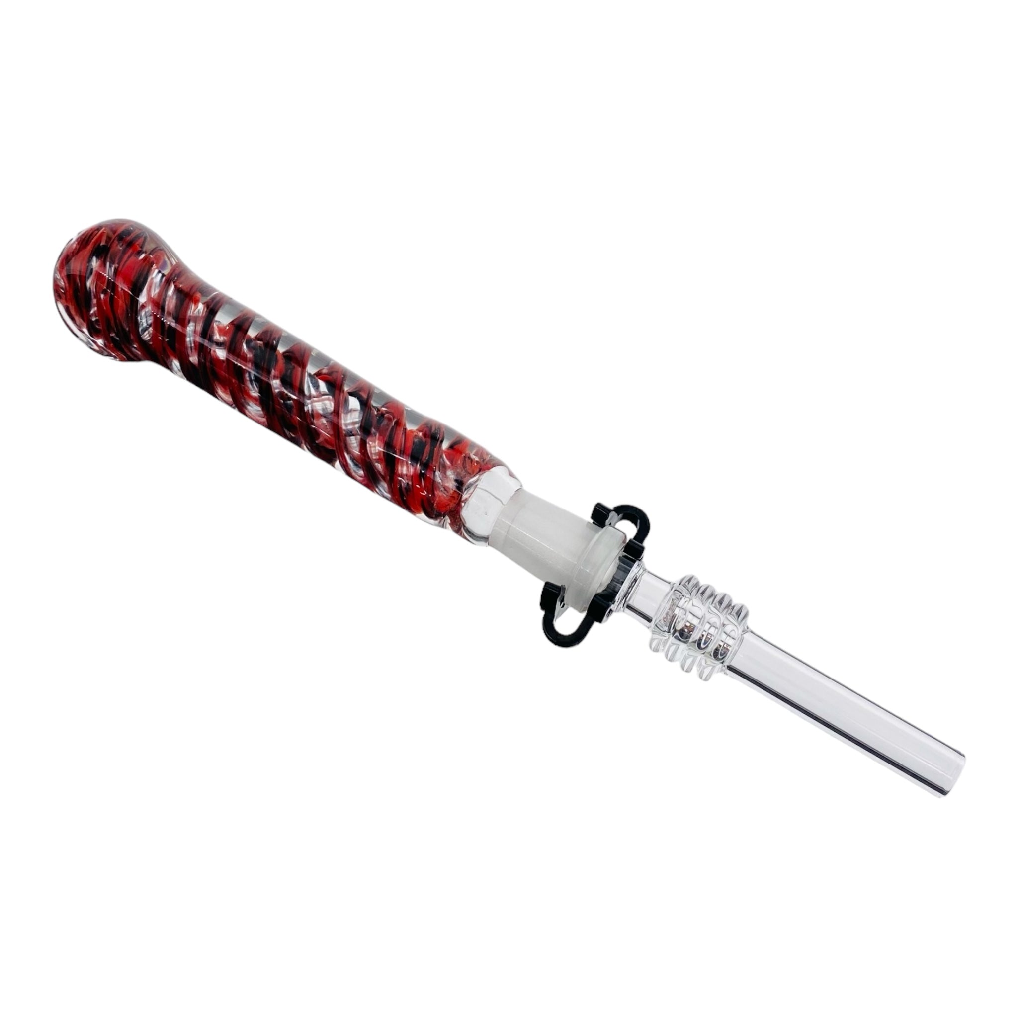 10mm Nectar Collector - Red And Black Inside Out With 10mm Quartz Tip