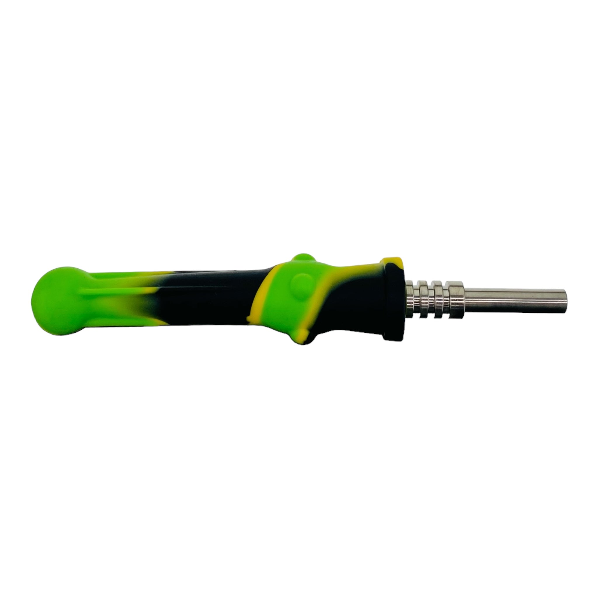 Silicone Nectar Collector With Titanium Tip 14mm Black, Green, and Yellow