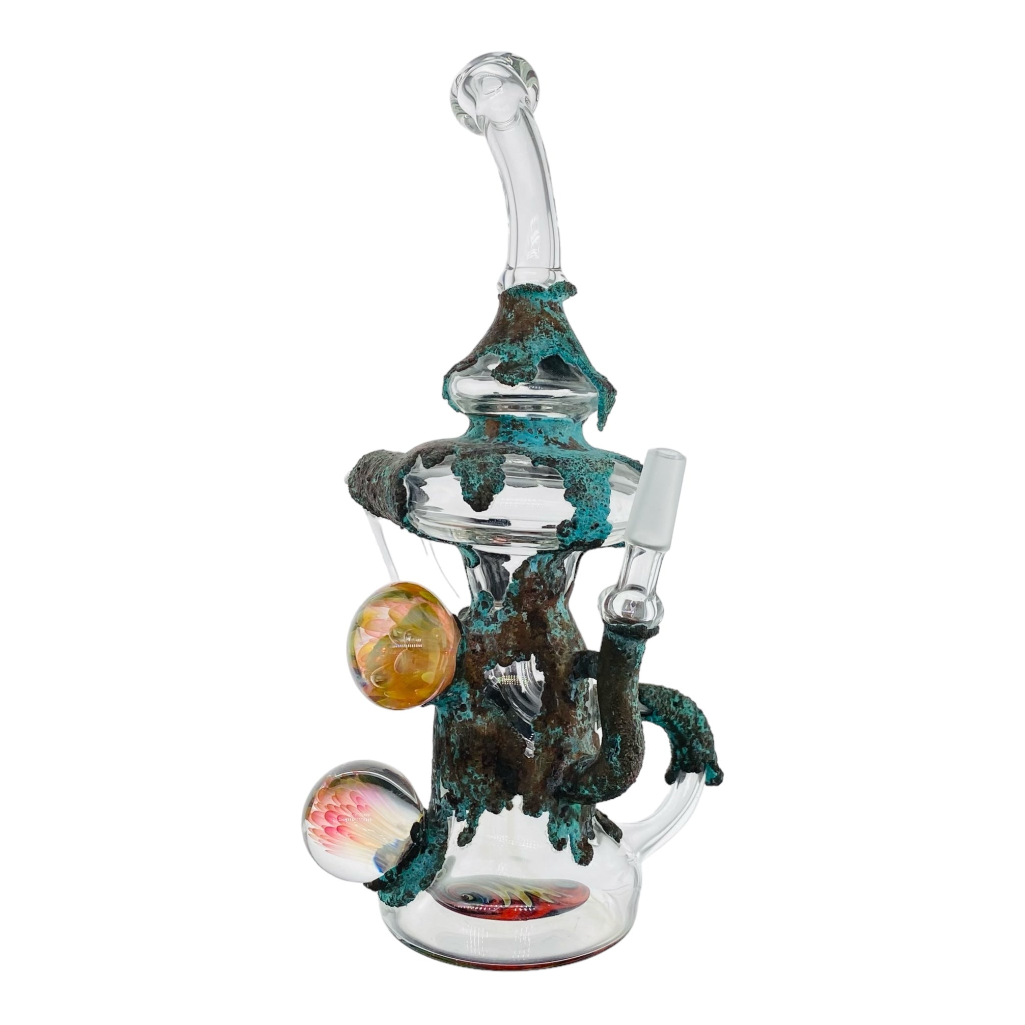 heady glass dab rig Copper Electroformed Custom Recycler Dab Rig