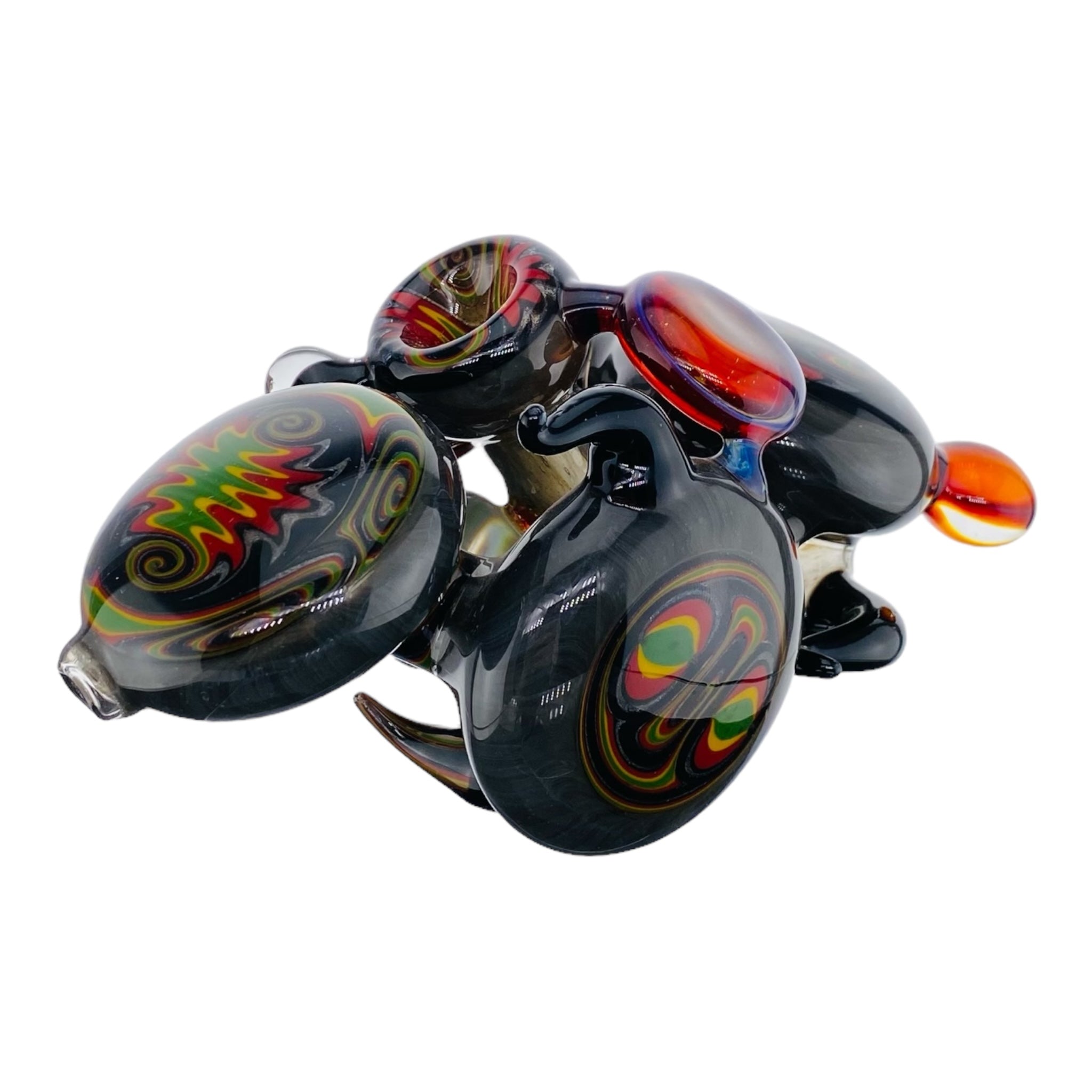 heady custom water bubbler bong Multi Section Rasta Wig Wag Heady Glass Bubbler for sale