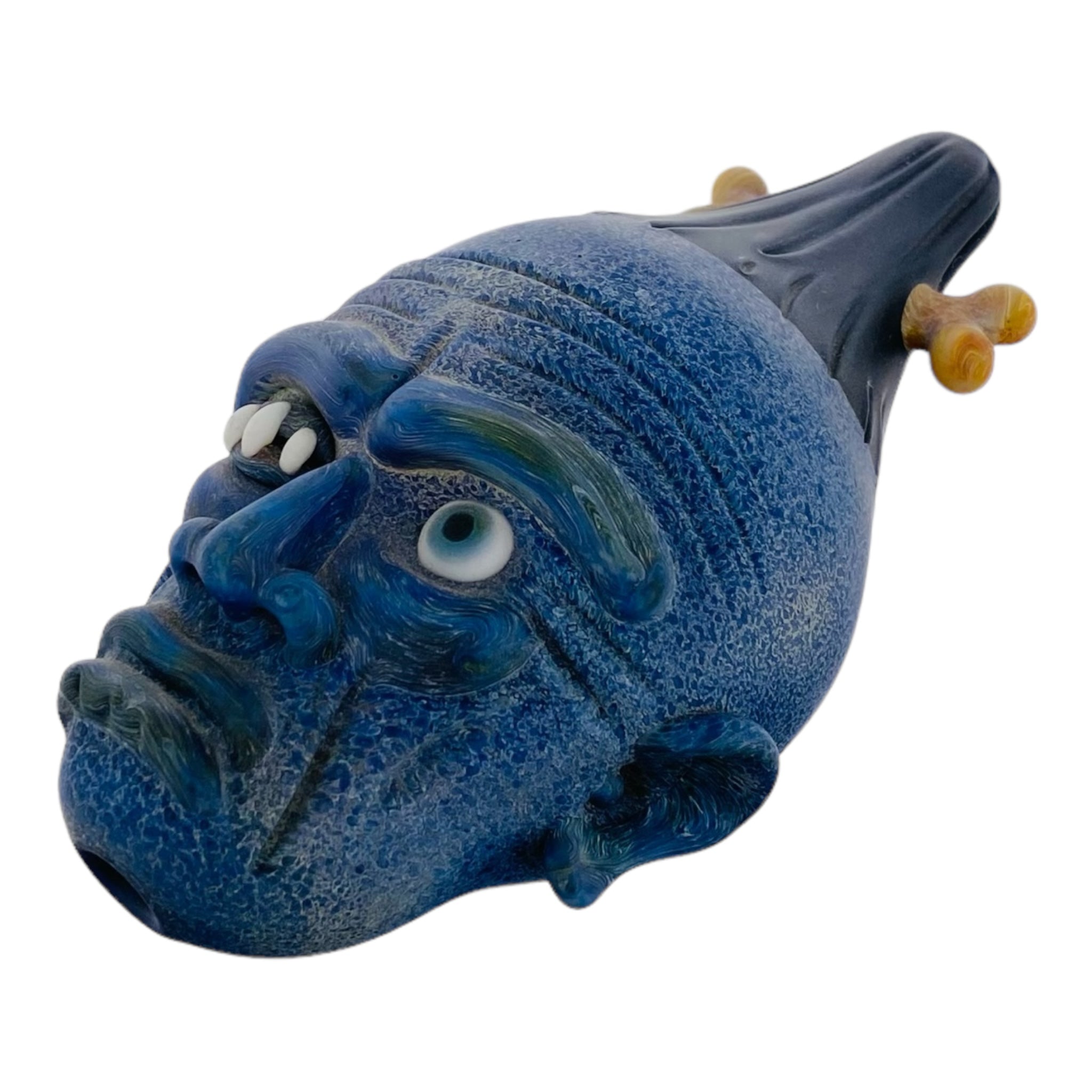 heady glass custom Shrunken Head Glass Hand Pipe made with Red Blizzard glass for sale