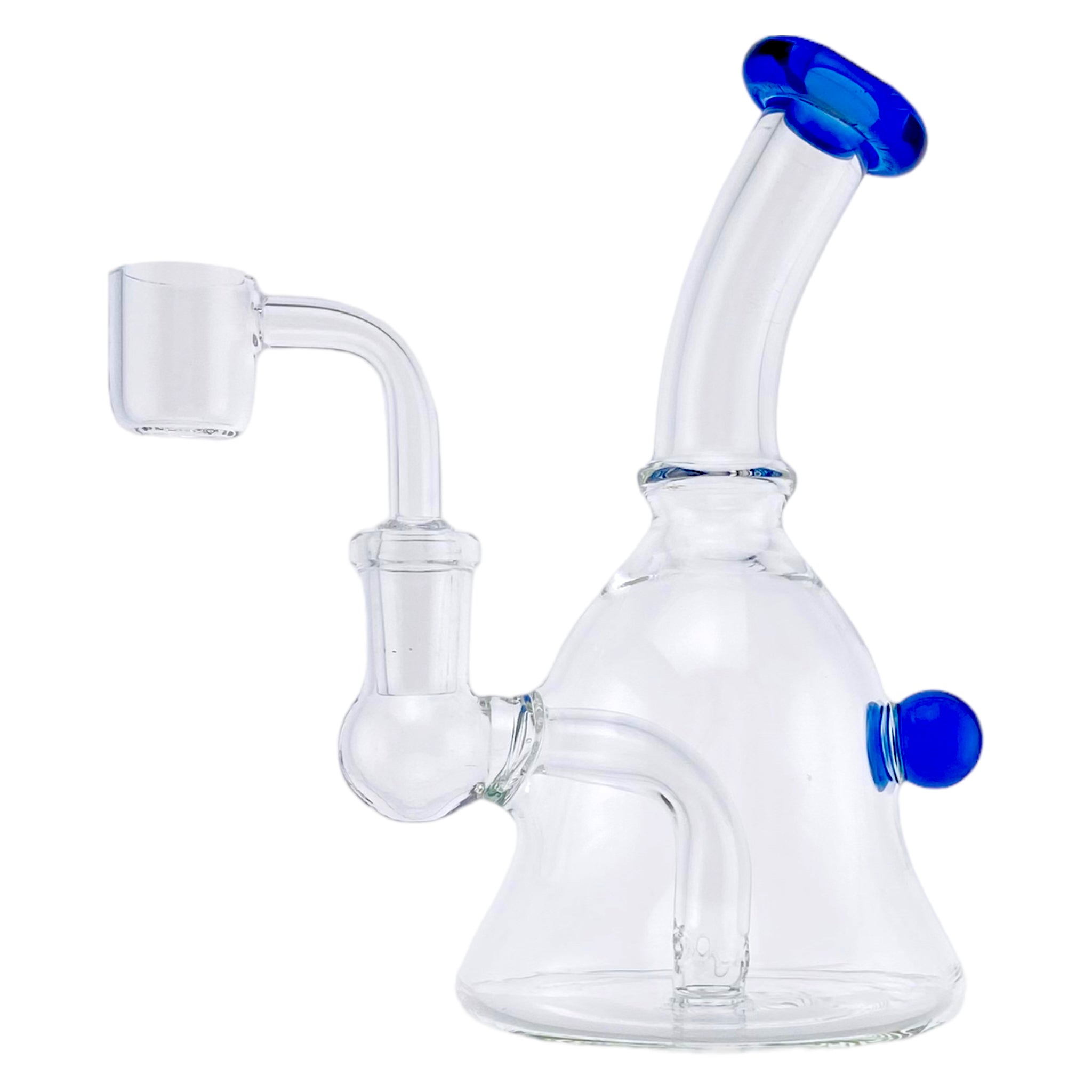 best cute cheap durable custom Mini Bell Shape Dab Rig With Blue Mouthpiece And Marble