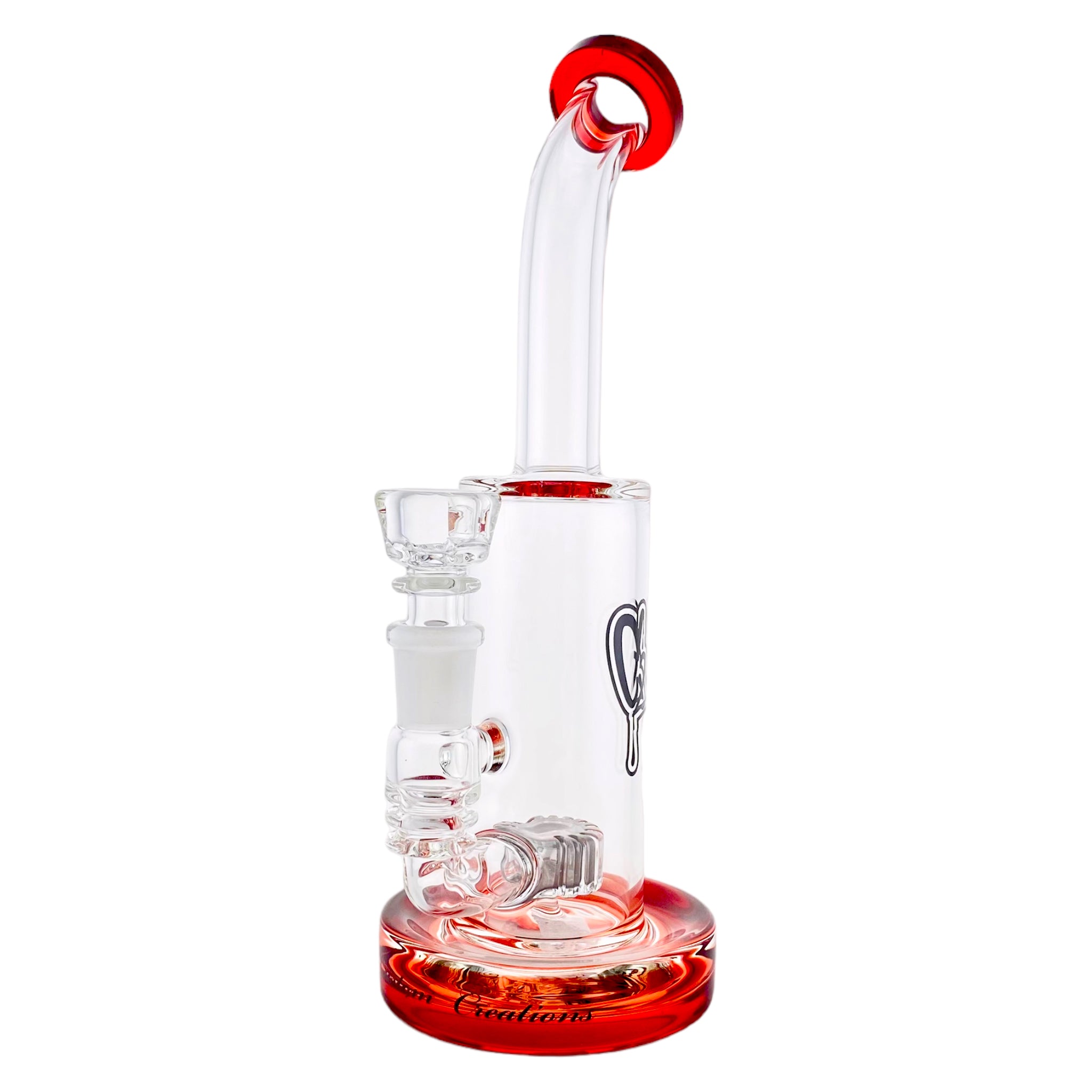 C2 Custom Creations - Custom Red Bubbler Bong With Grey Perc FBS4 Mini