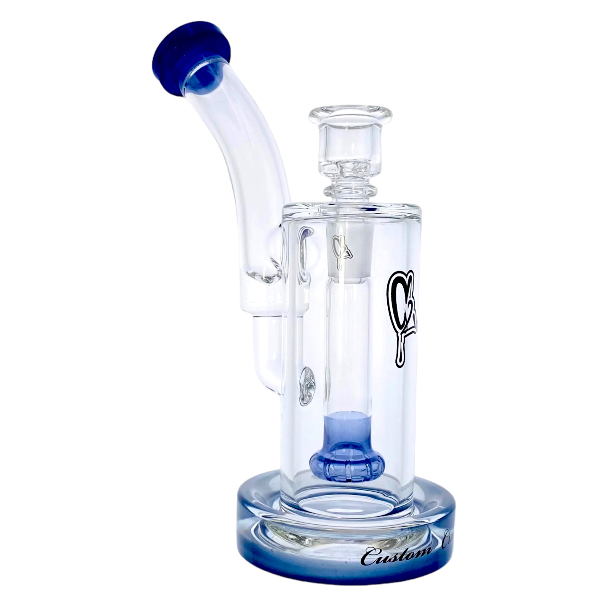 C2 Custom Creations - Custom Blue Fixed Showerhead Perc Bubbler Bong