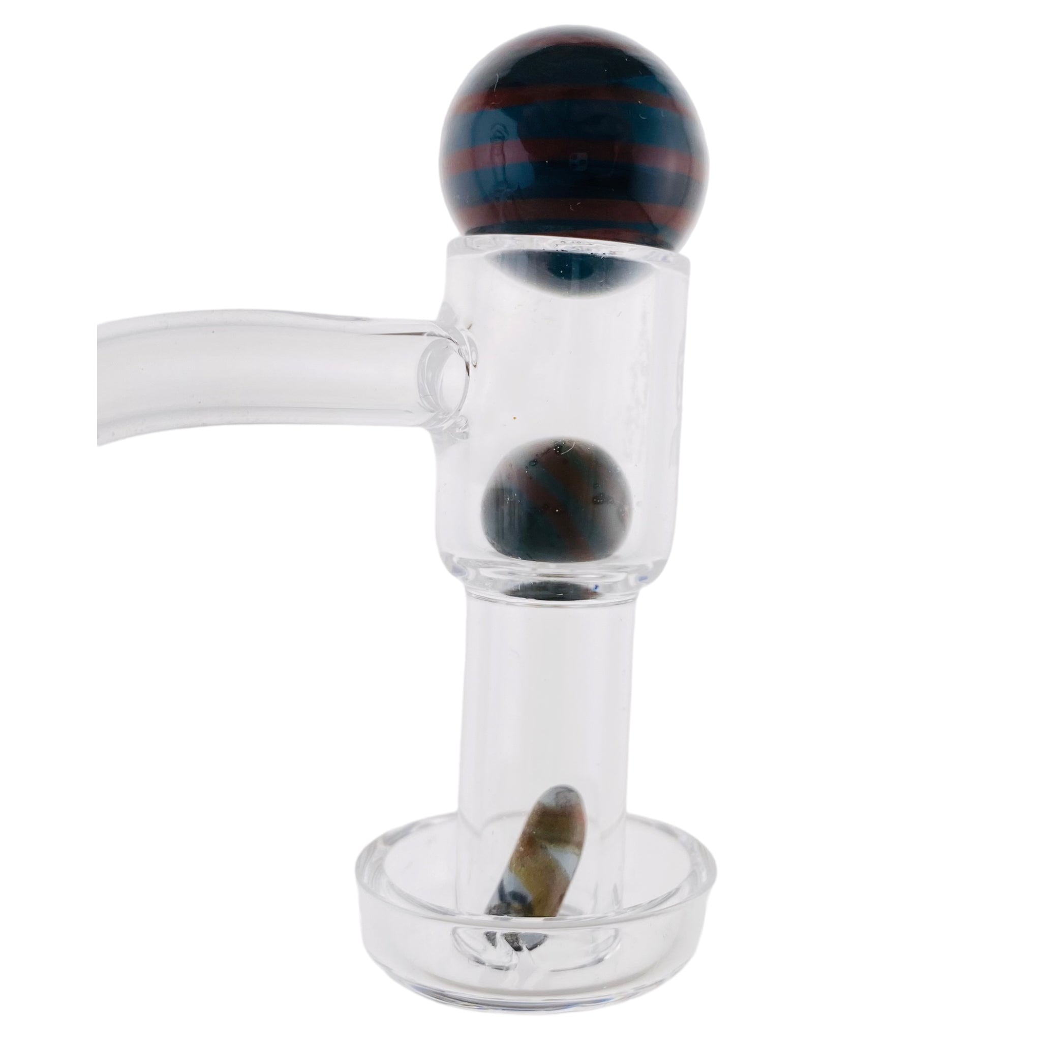 Glass Terp Slurper Marble Set - Black With Red Twirl