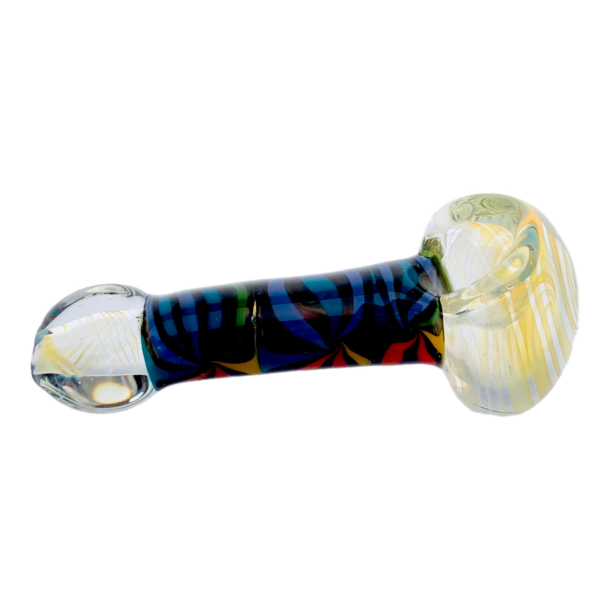 Rainbow Wig Wag Section Glass Hand Pipe With Inside Out Fuming